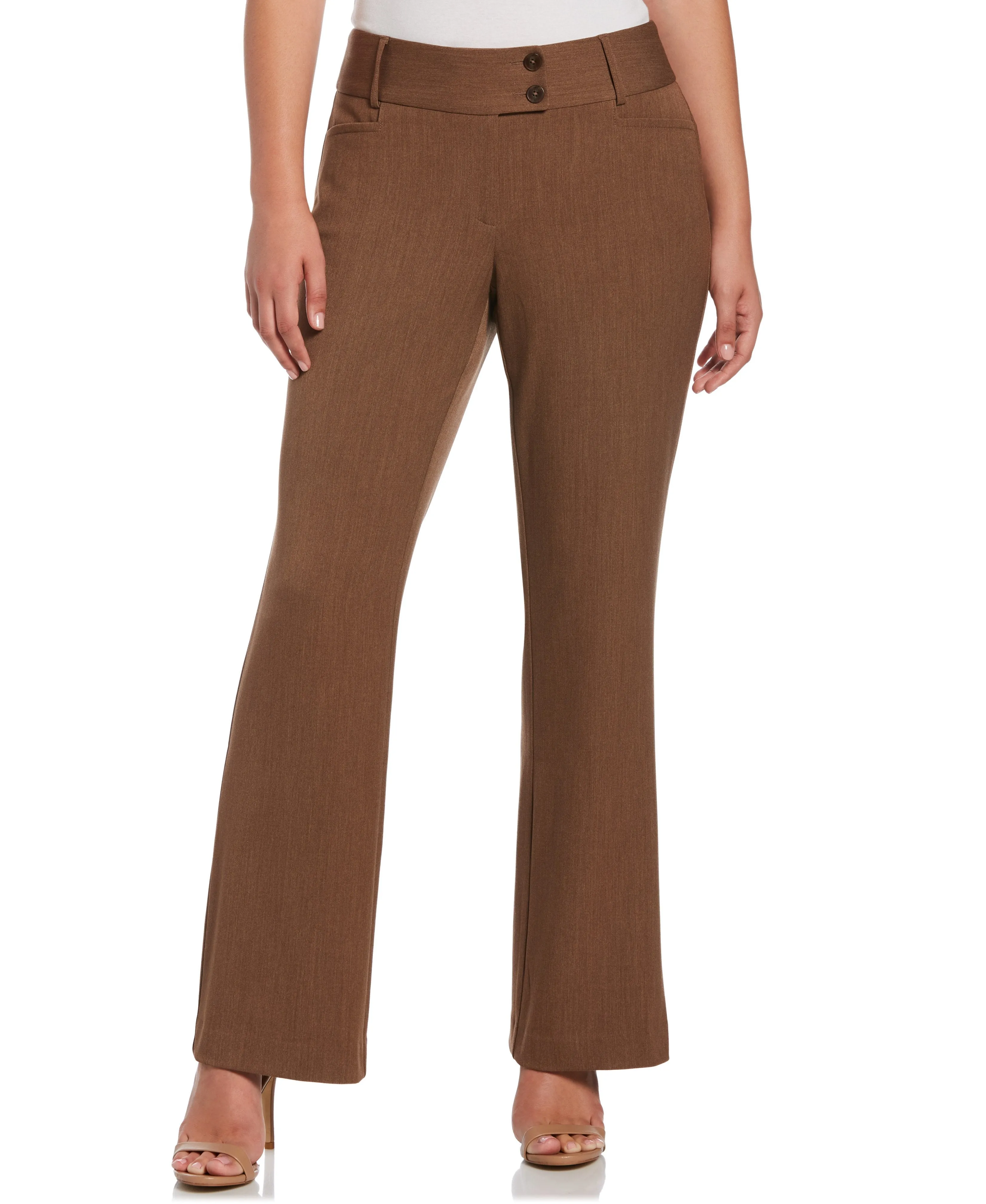 Low Profile Waistband Soft Touch Petite Gabardine Bootcut Pant - Curvy Fit