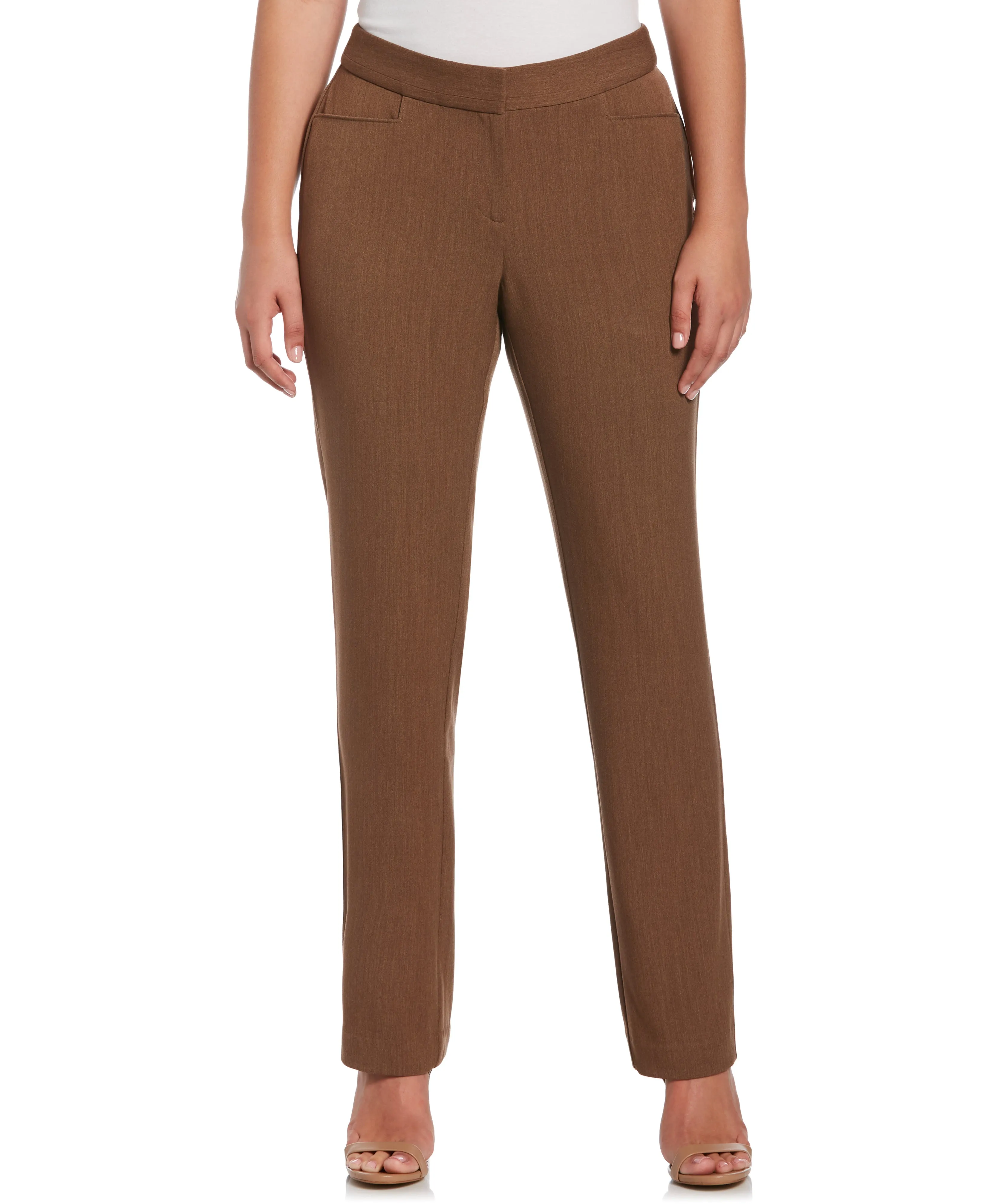 Petite Gabardine Straight Leg Pant - Curvy Fit Effortless Style