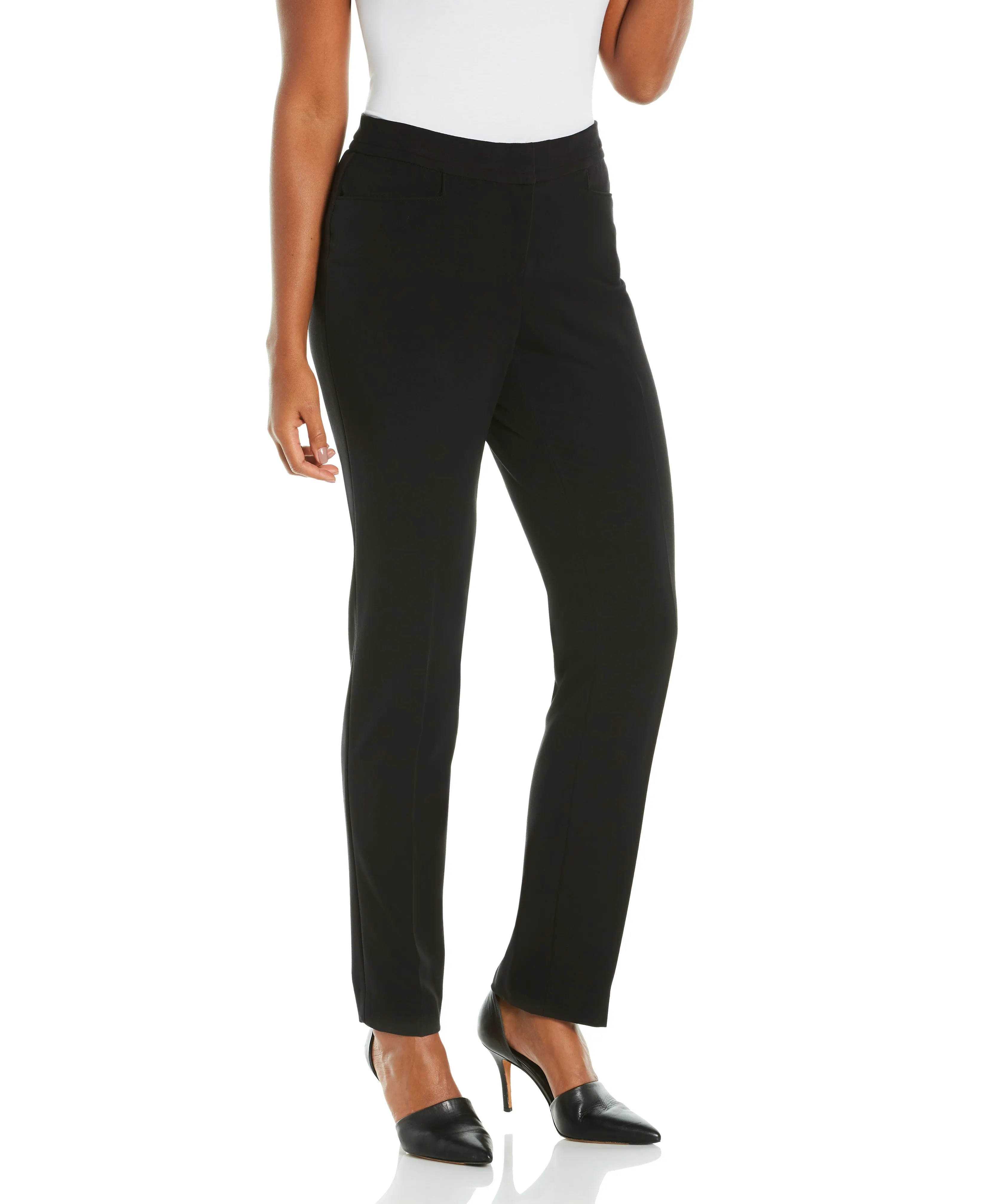 Petite Gabardine Straight Leg Pant - Curvy Fit Fast Move Form Fitting