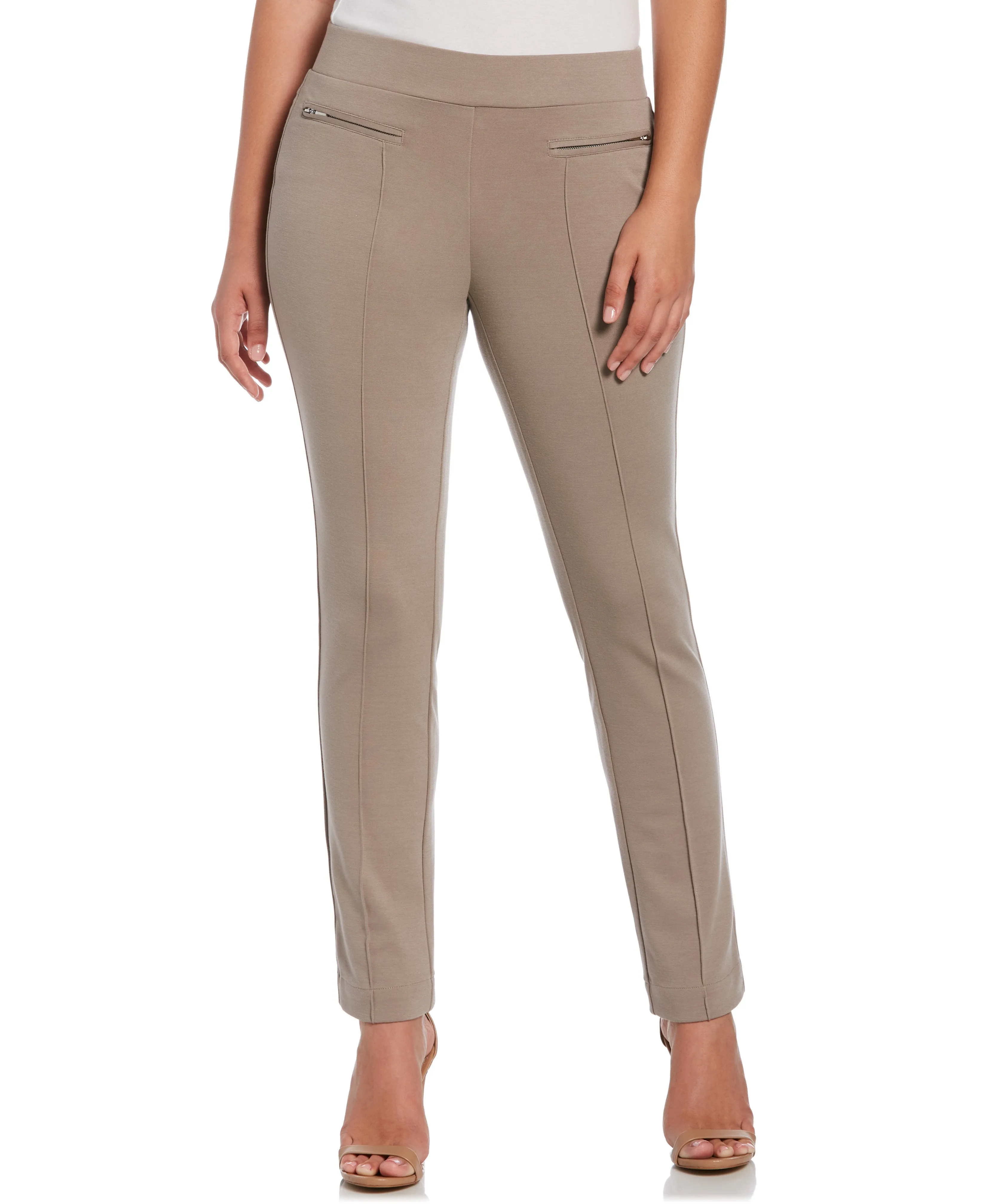Petite Ponte Knit Slim Leg Pant - Comfort Fit Recycled Polyester Flexible Activewear