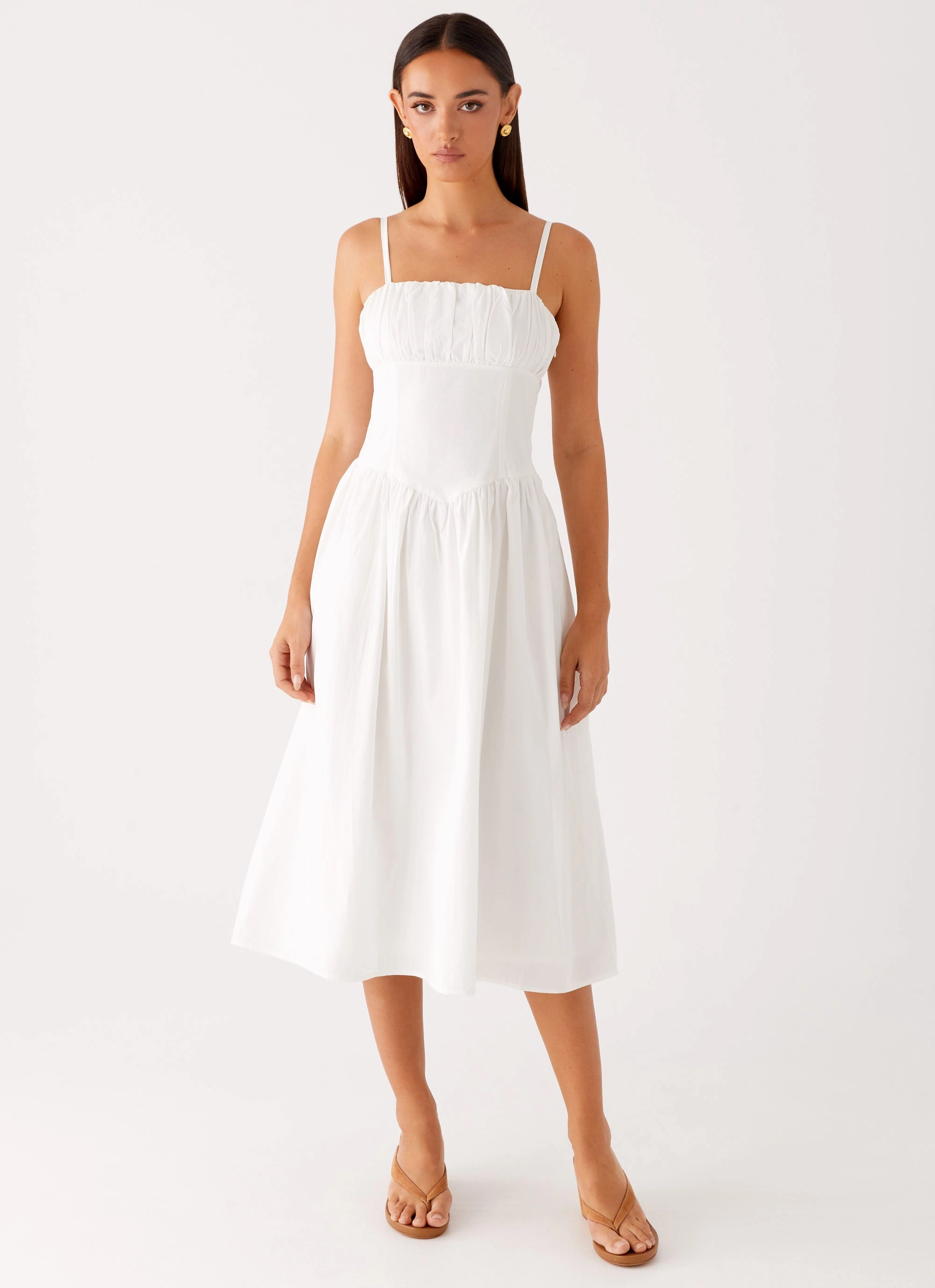 Phillipa Midi Dress - White Vacation Vibes
