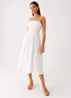 Phillipa Midi Dress - White Light Aesthetic knee-length