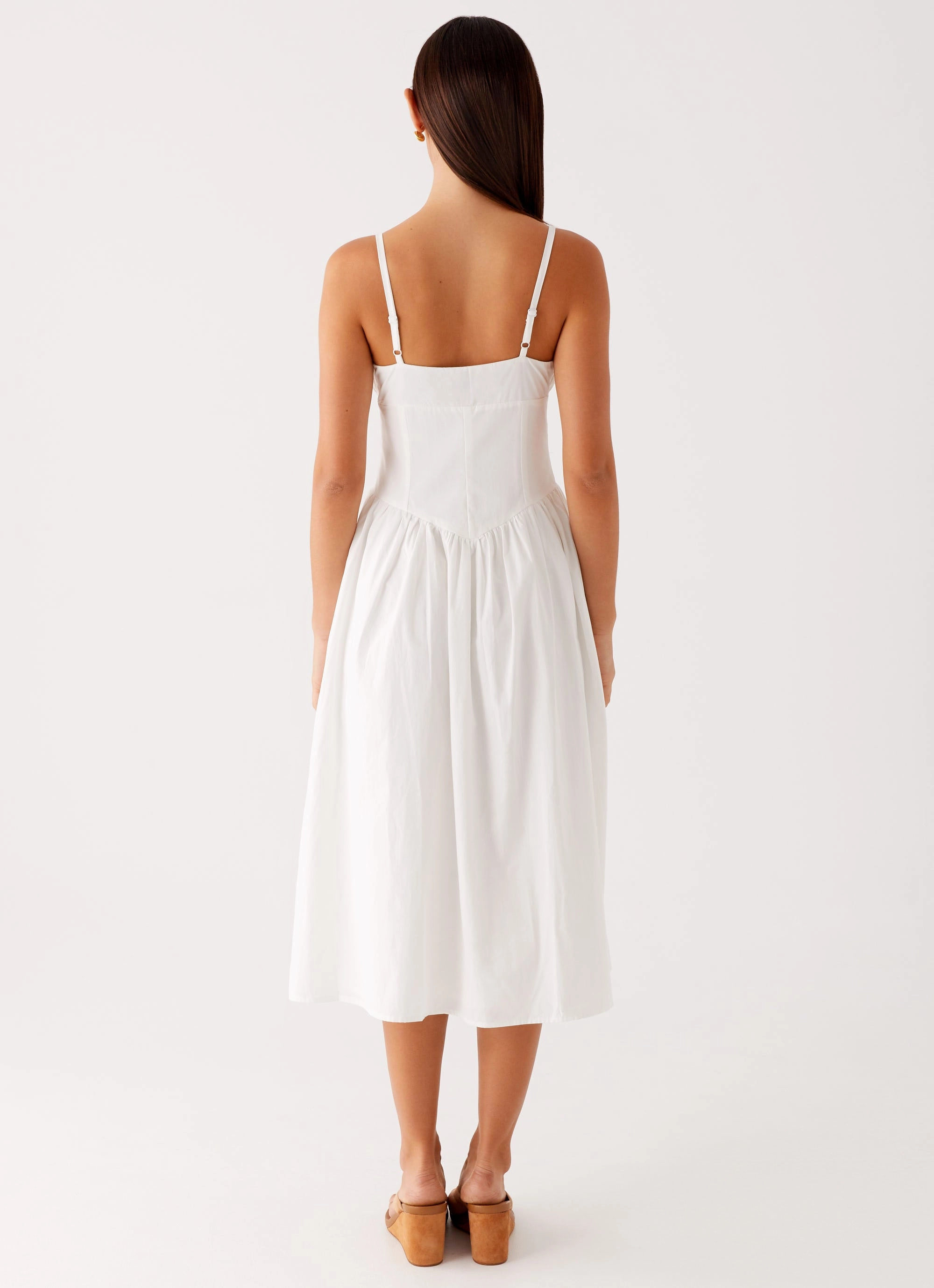 Layer Ready Smart and Stylish Phillipa Midi Dress - White