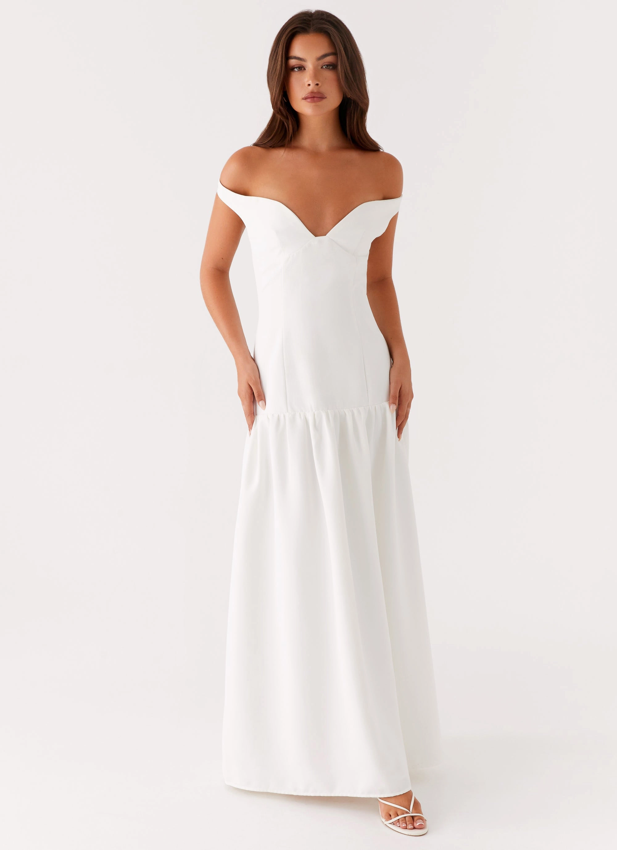 Cap-Sleeve City Essential Basel Maxi Dress - White