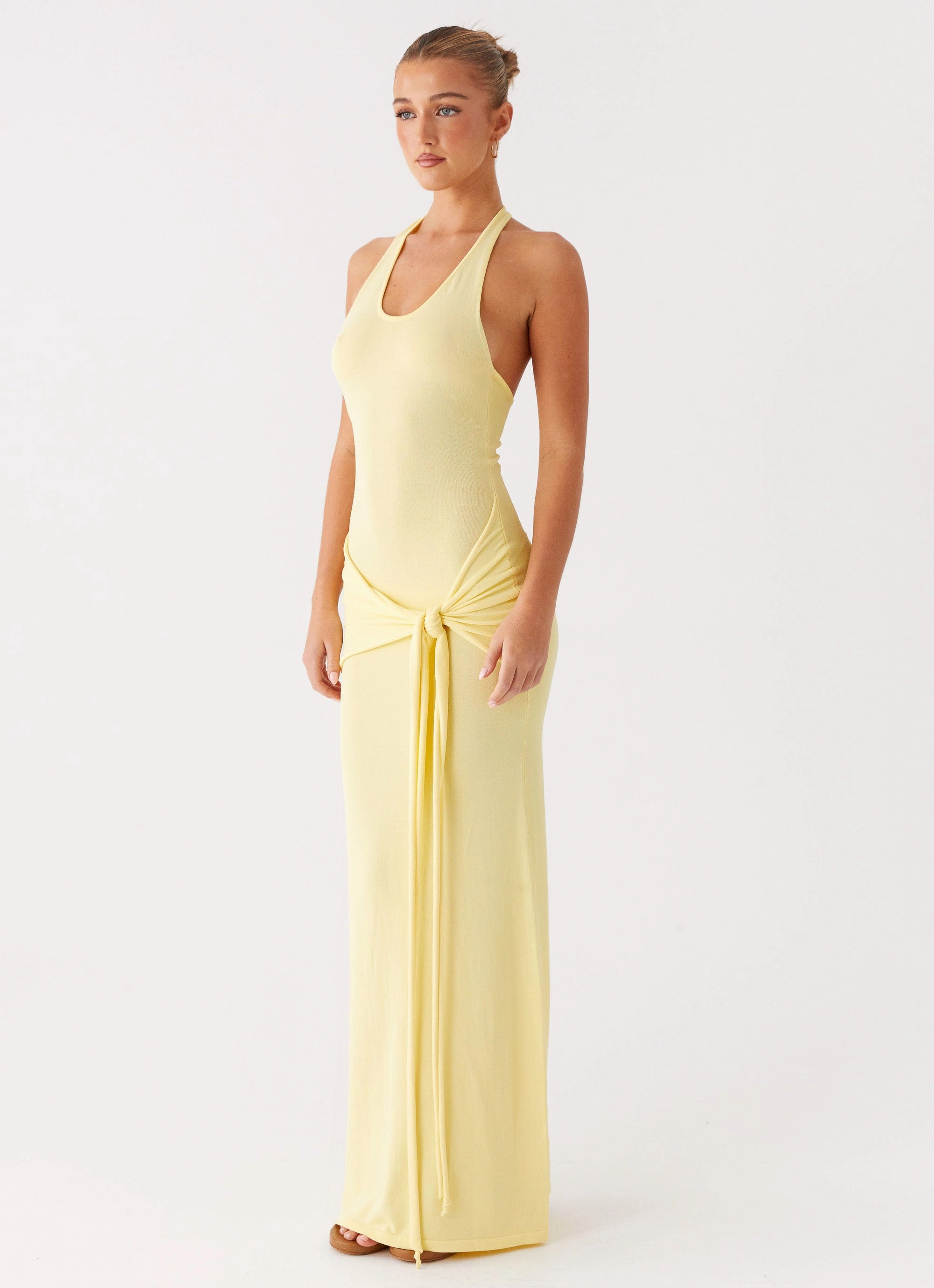 Flattering Silhouette Wear Pina Colada Knit Maxi Dress - Yellow
