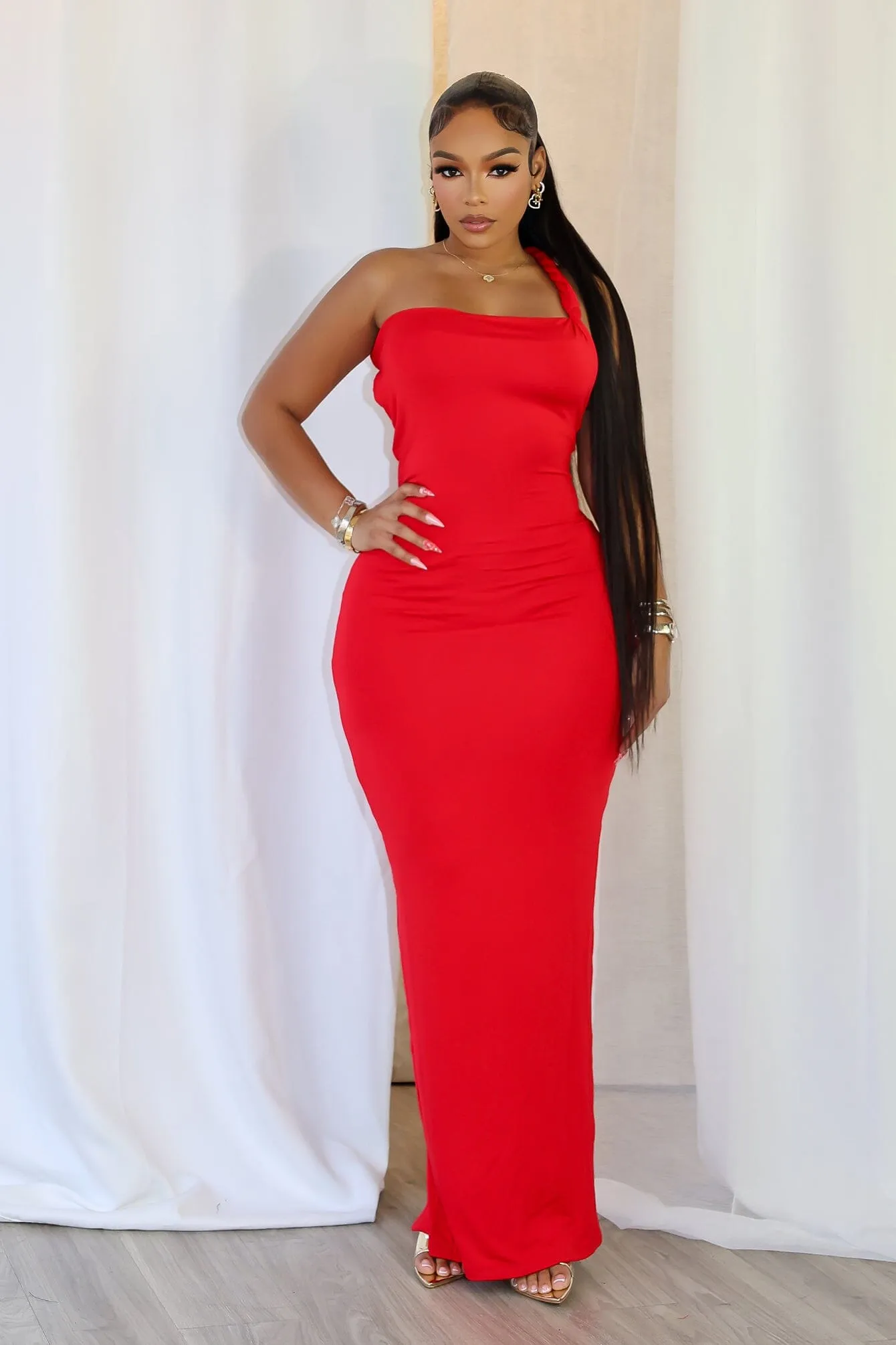 Dual Tones Evelynn Twisted Halter Multi Way Maxi Dress