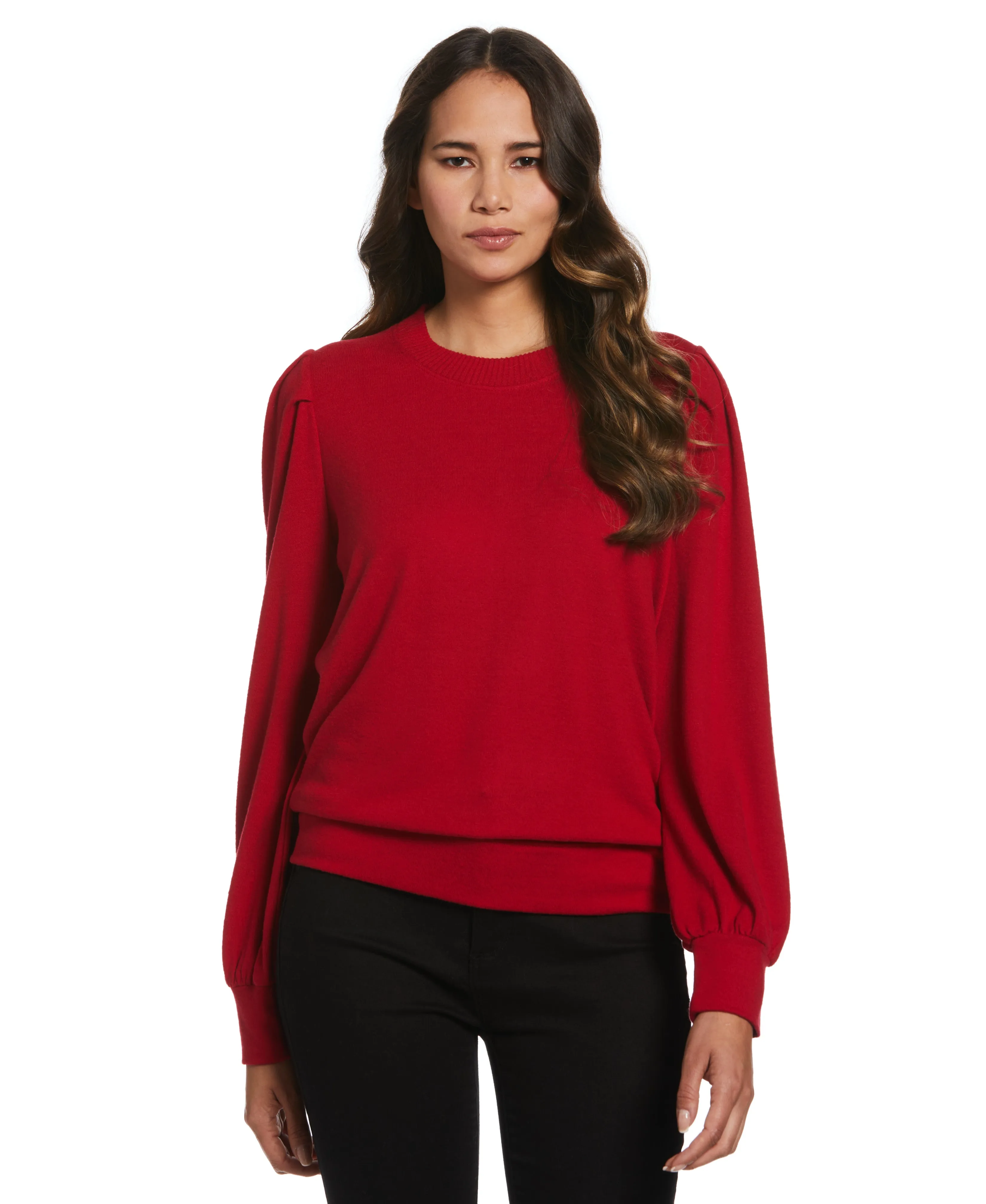 Pleat Sleeve Knit Shirt Active Blouse