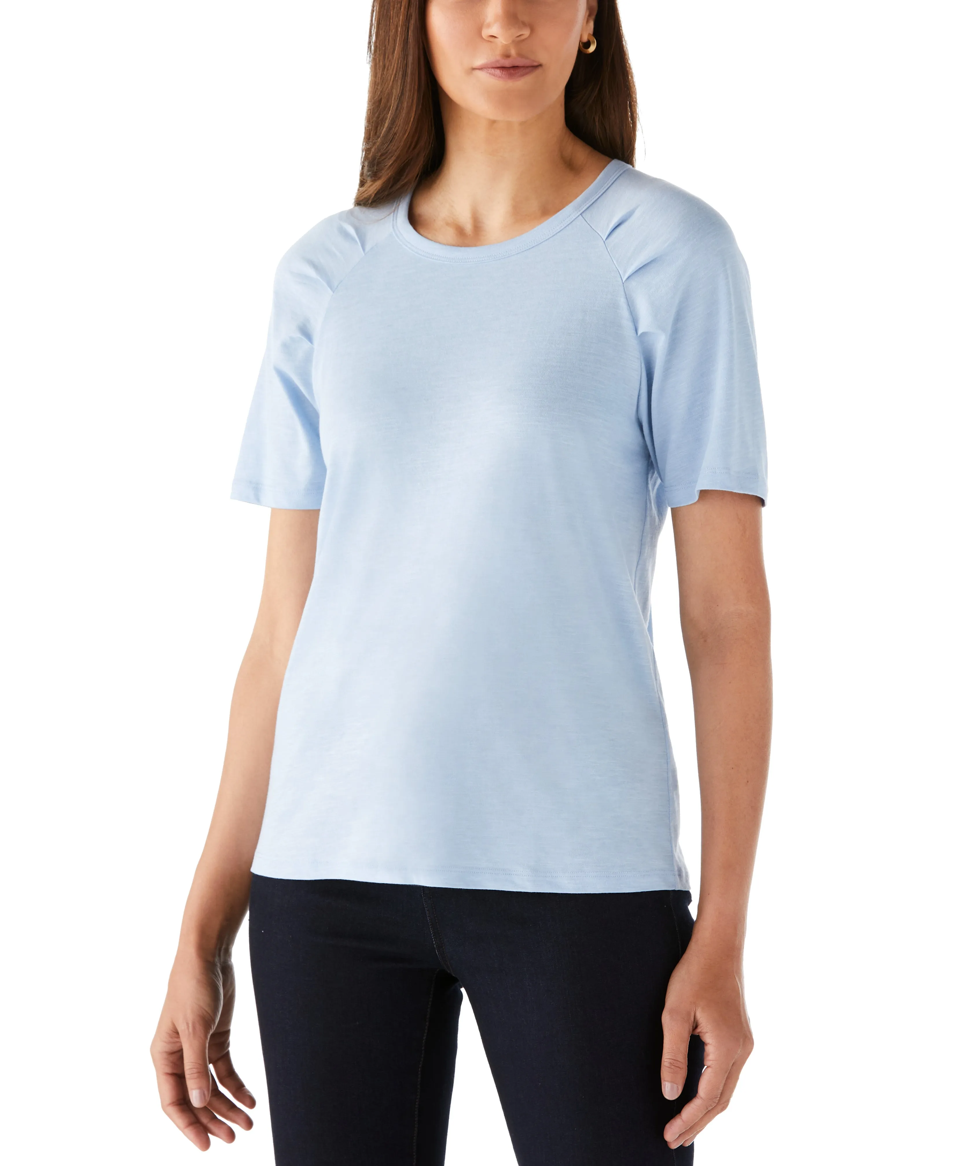 Pleated Raglan Sleeve Tee Seamless Construction Design
