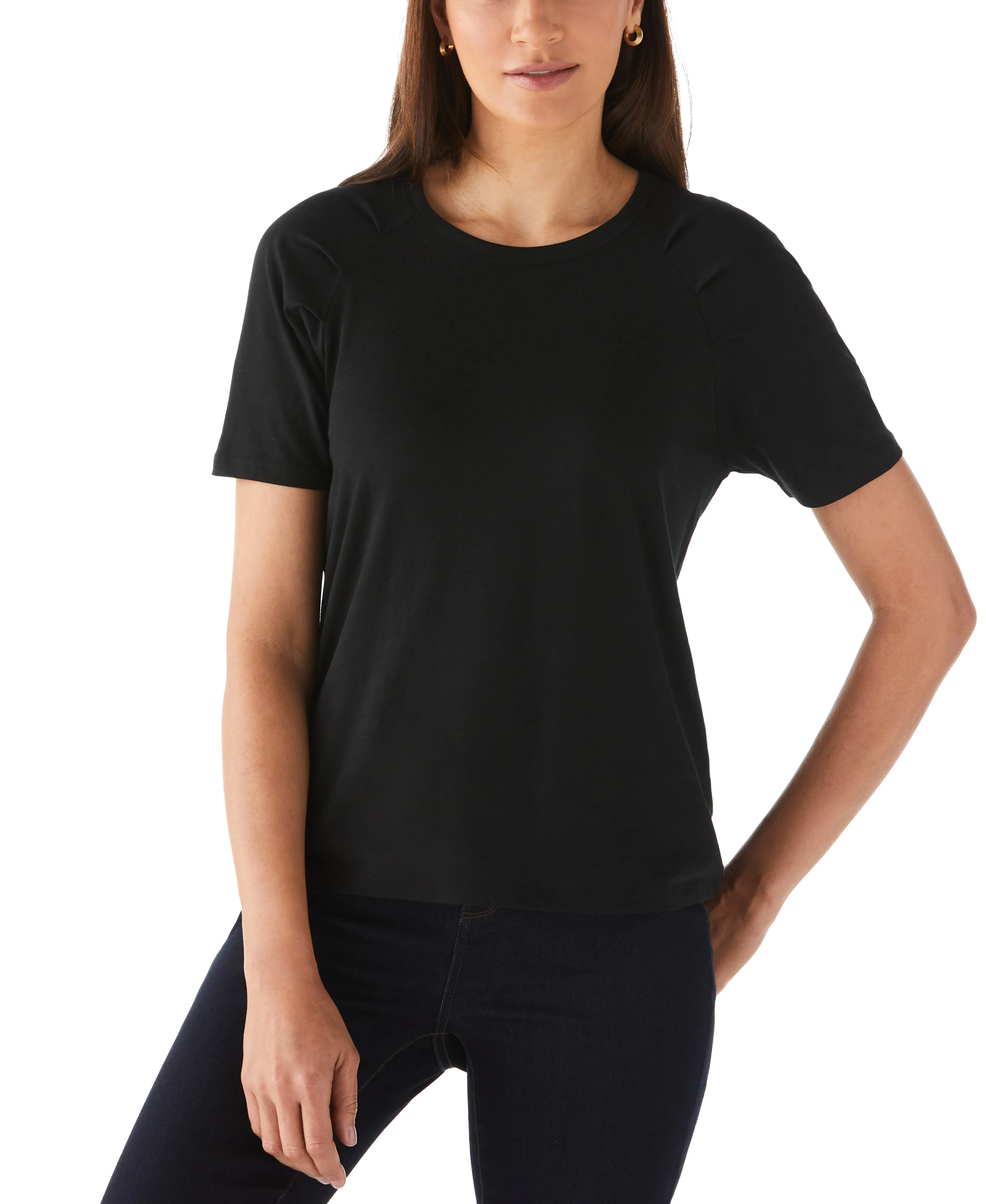 UltraSoftInterior Simple Dress Pleated Raglan Sleeve Tee