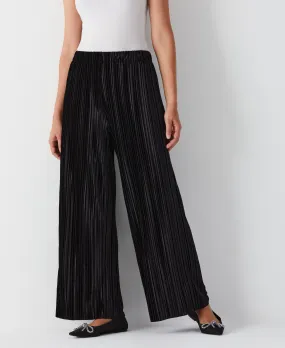 stain resistant coating Pleated Velvet Wide Leg Pant