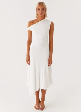 Byron Midi Dress - White Lightweight Fabric Bold Look
