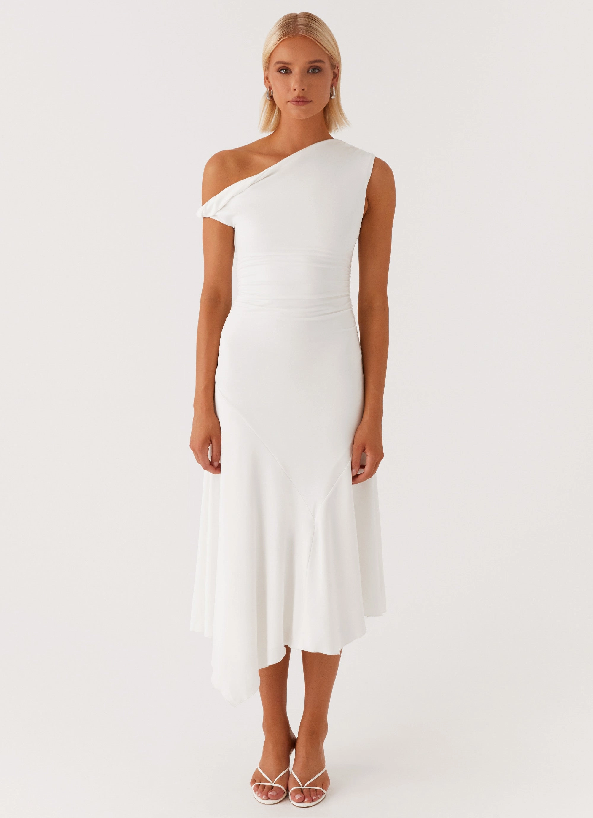 Byron Midi Dress - White Lightweight Fabric Bold Look