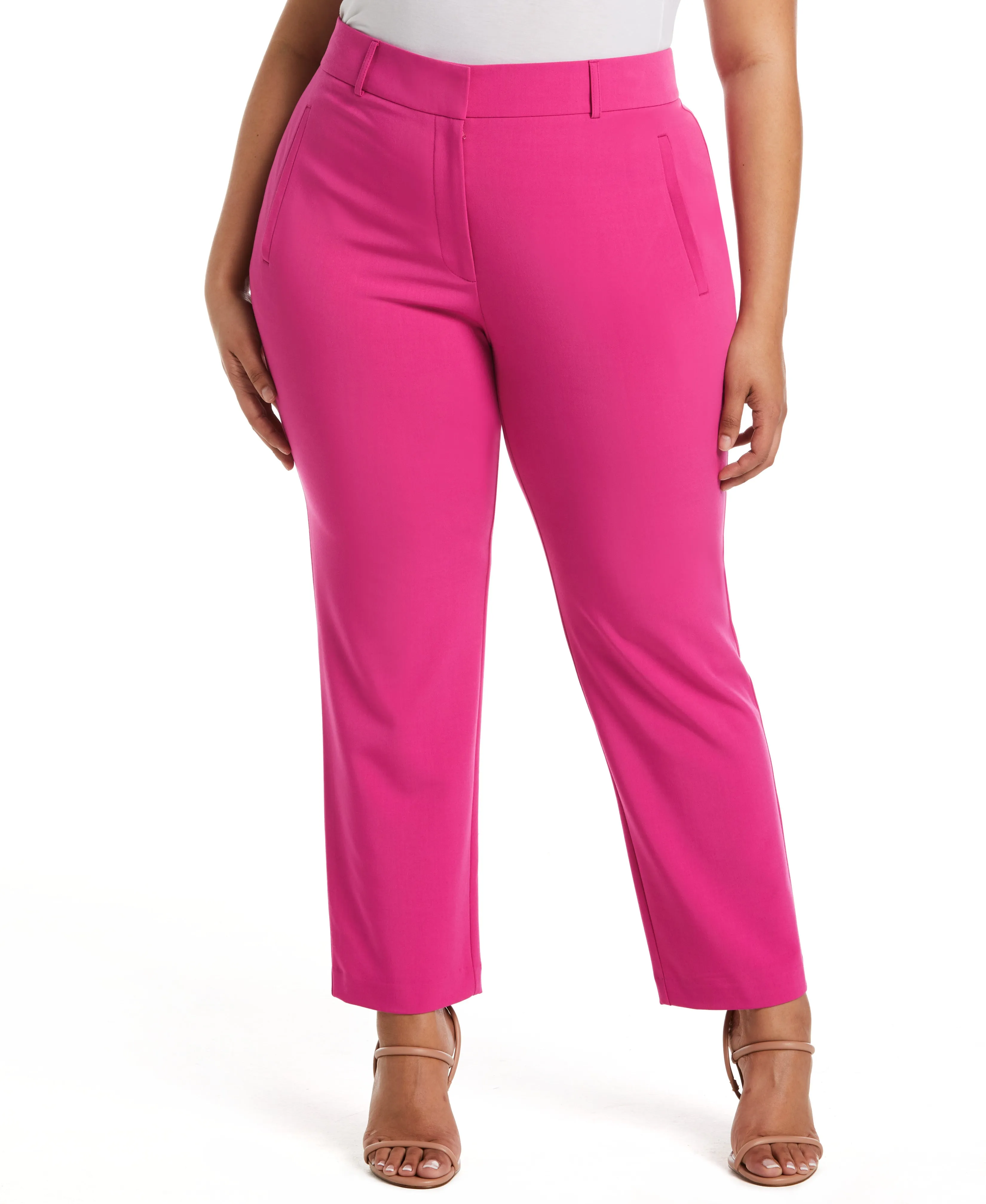Plus Size Classic Fit Clean Straight Leg Ankle Pant QuickDryTech