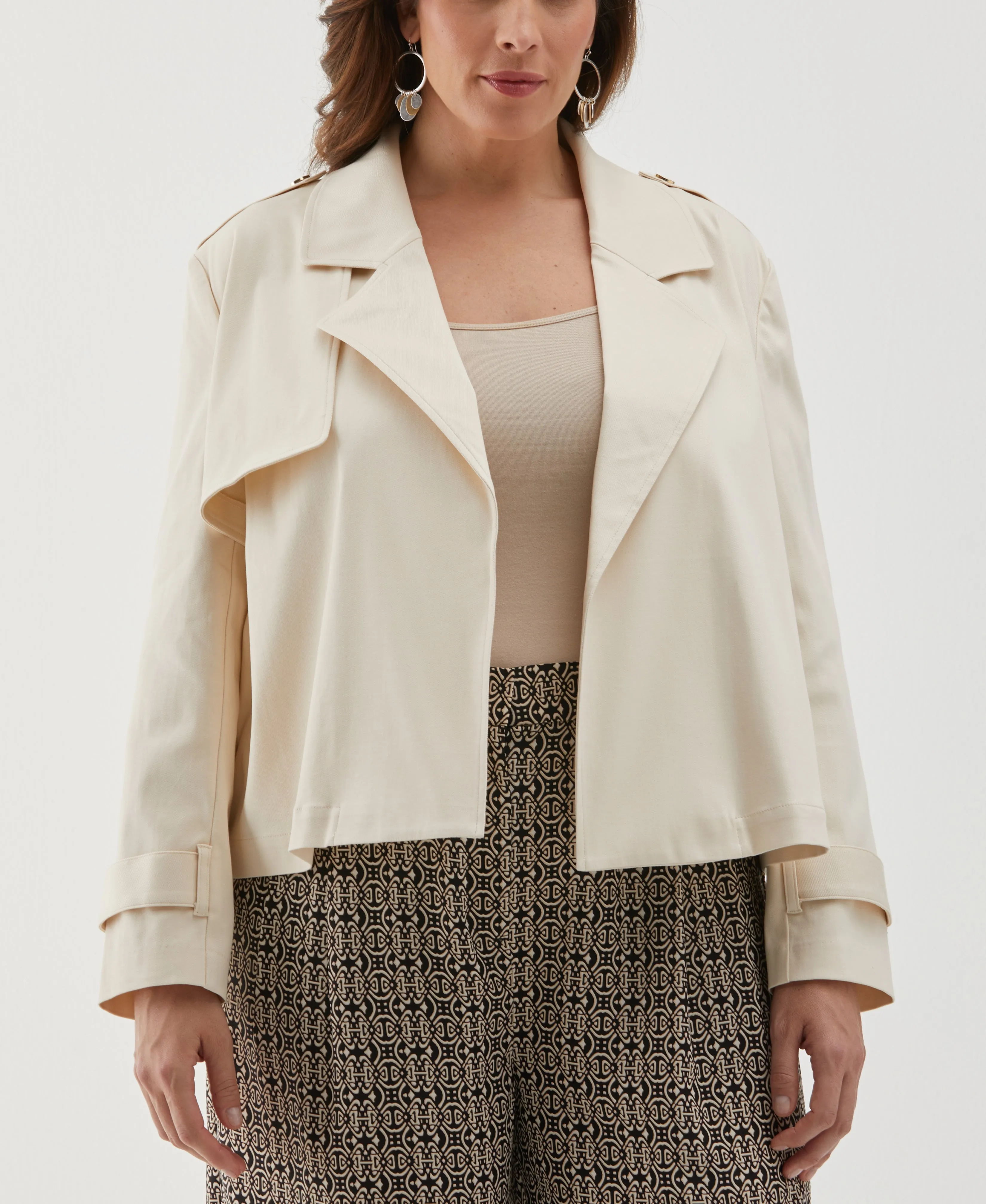 Valentine's Day Chic Style Plus Size Crop Trench Jacket