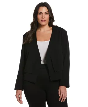 Plus Size Cropped Angled Open Blazer non adjustable
