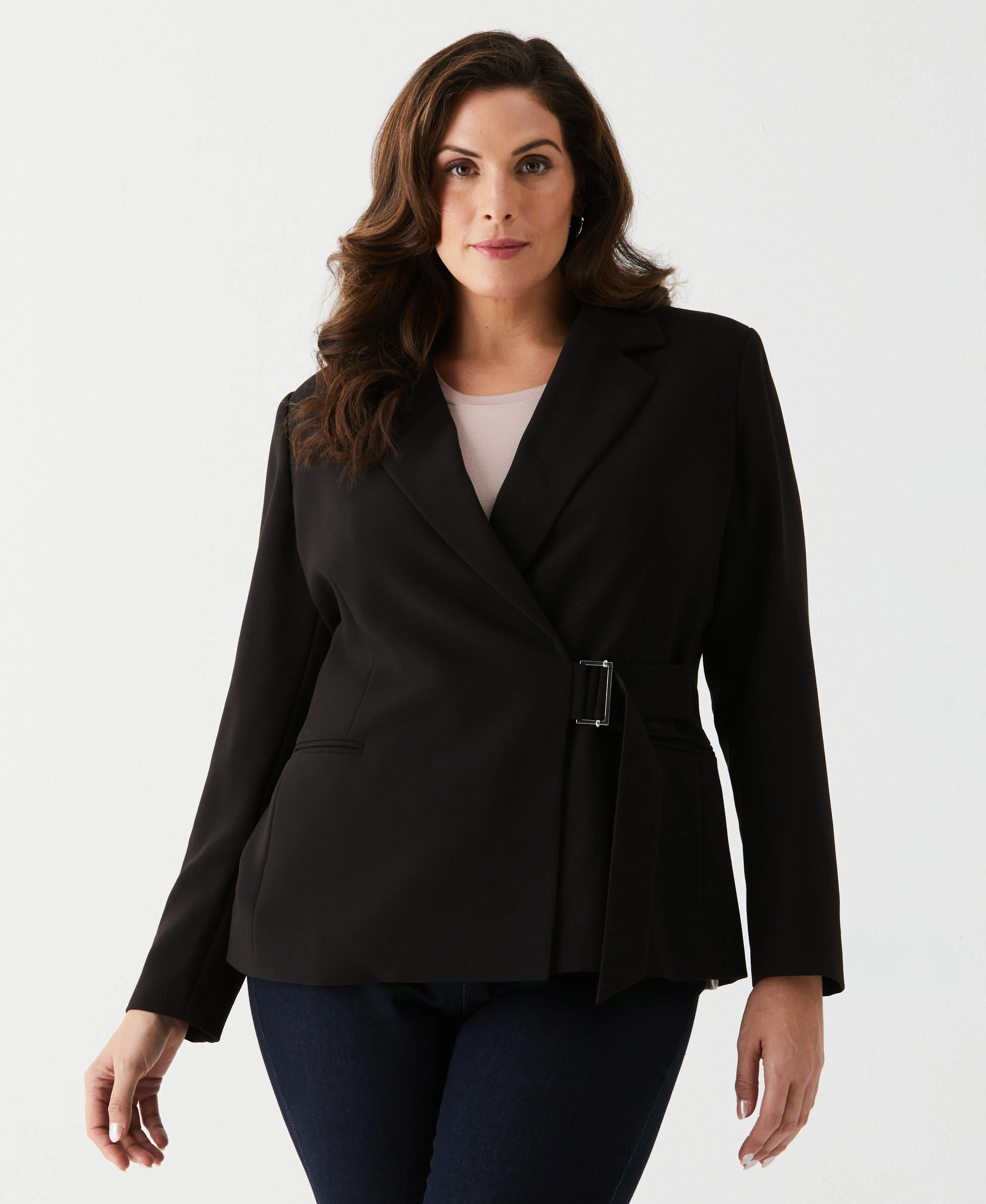 doctors Fleece Plus Size Double Breasted Tie Wrap Blazer