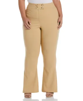 Plus Size Flare Leg Pant with Button Detail Versatile use Stain Resistant