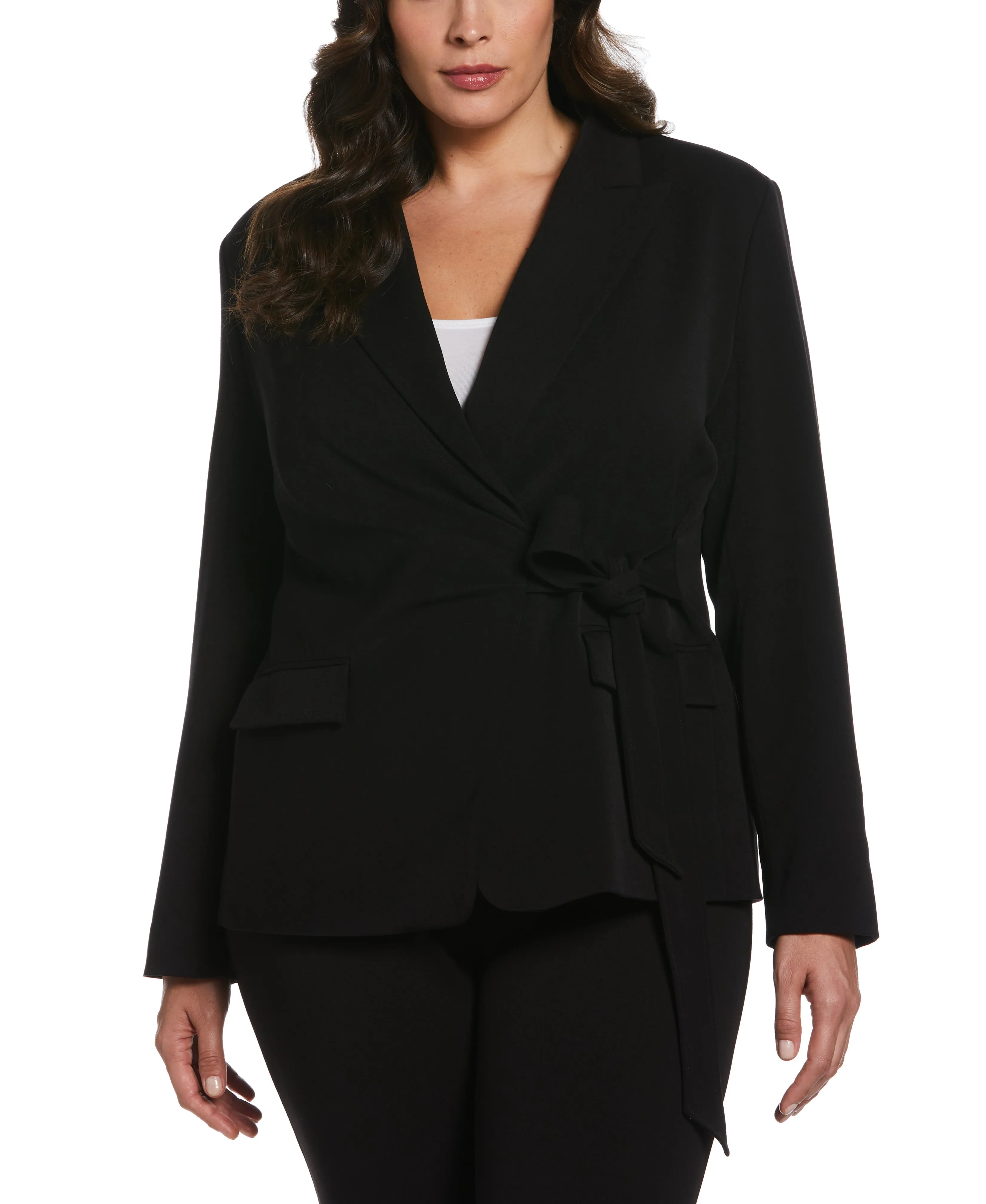 Adore Easy Fit Plus Size Front-Tie Wrap Blazer