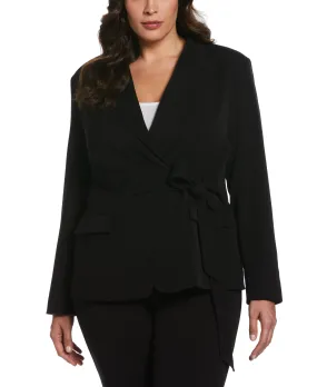 Plus Size Front-Tie Wrap Blazer Modern Utility