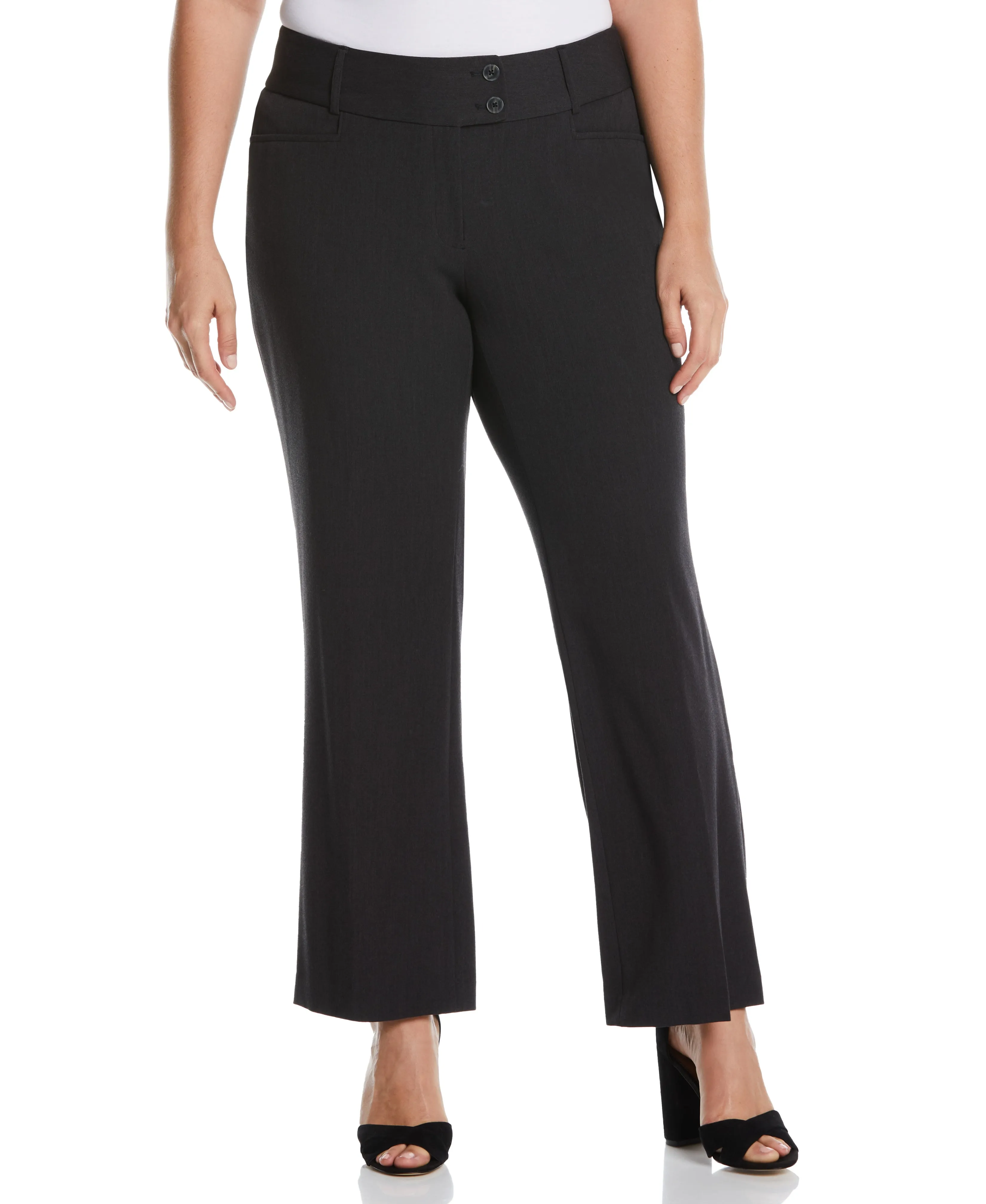 Plus Size Gabardine Bootcut Pant - Curvy Fit Anti Pilling Surface Metallic accents
