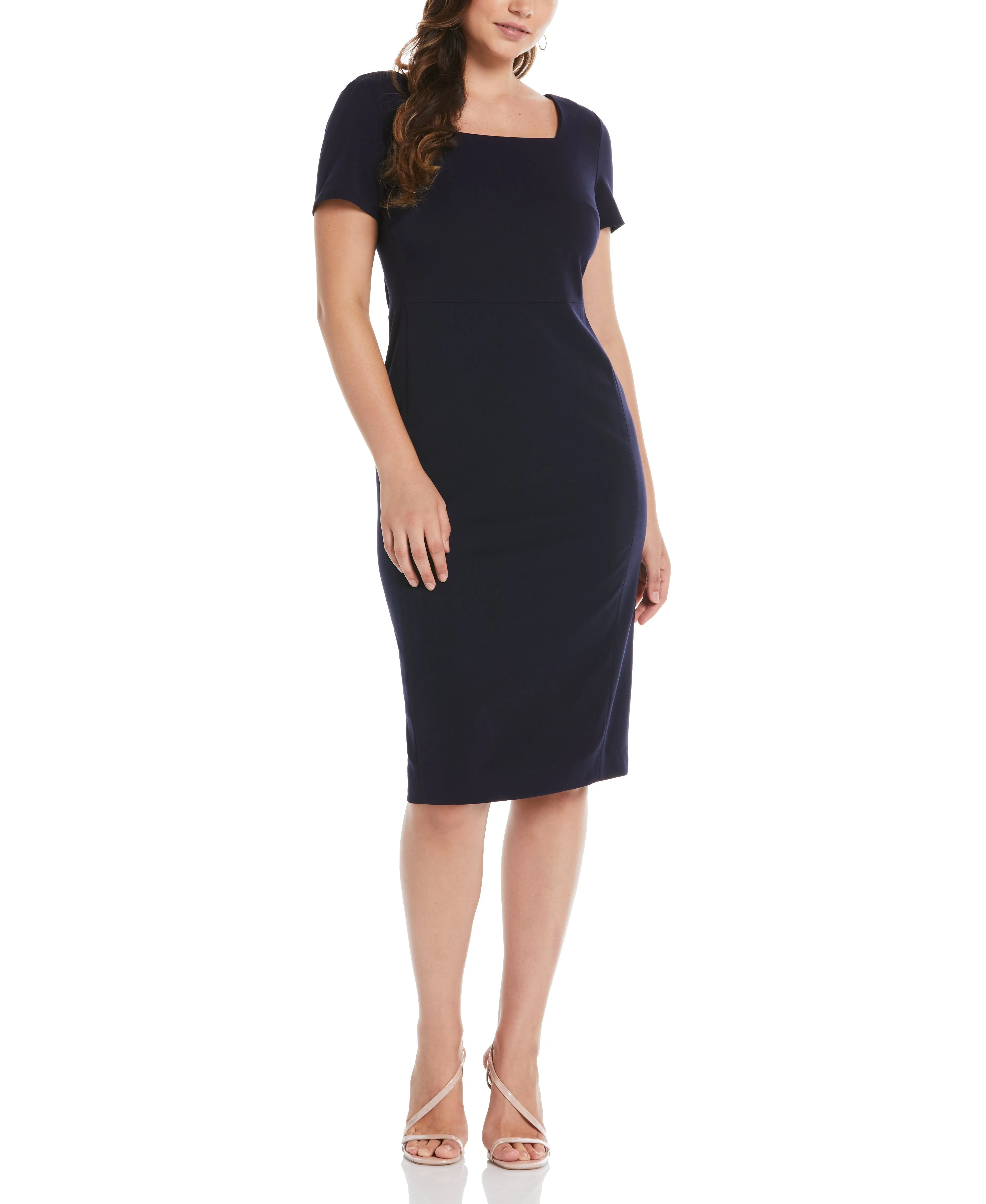 Night Appeal Plus Size Gabardine Square Neck Dress