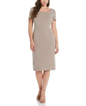 Bodycon-Fit Plus Size Gabardine Square Neck Dress