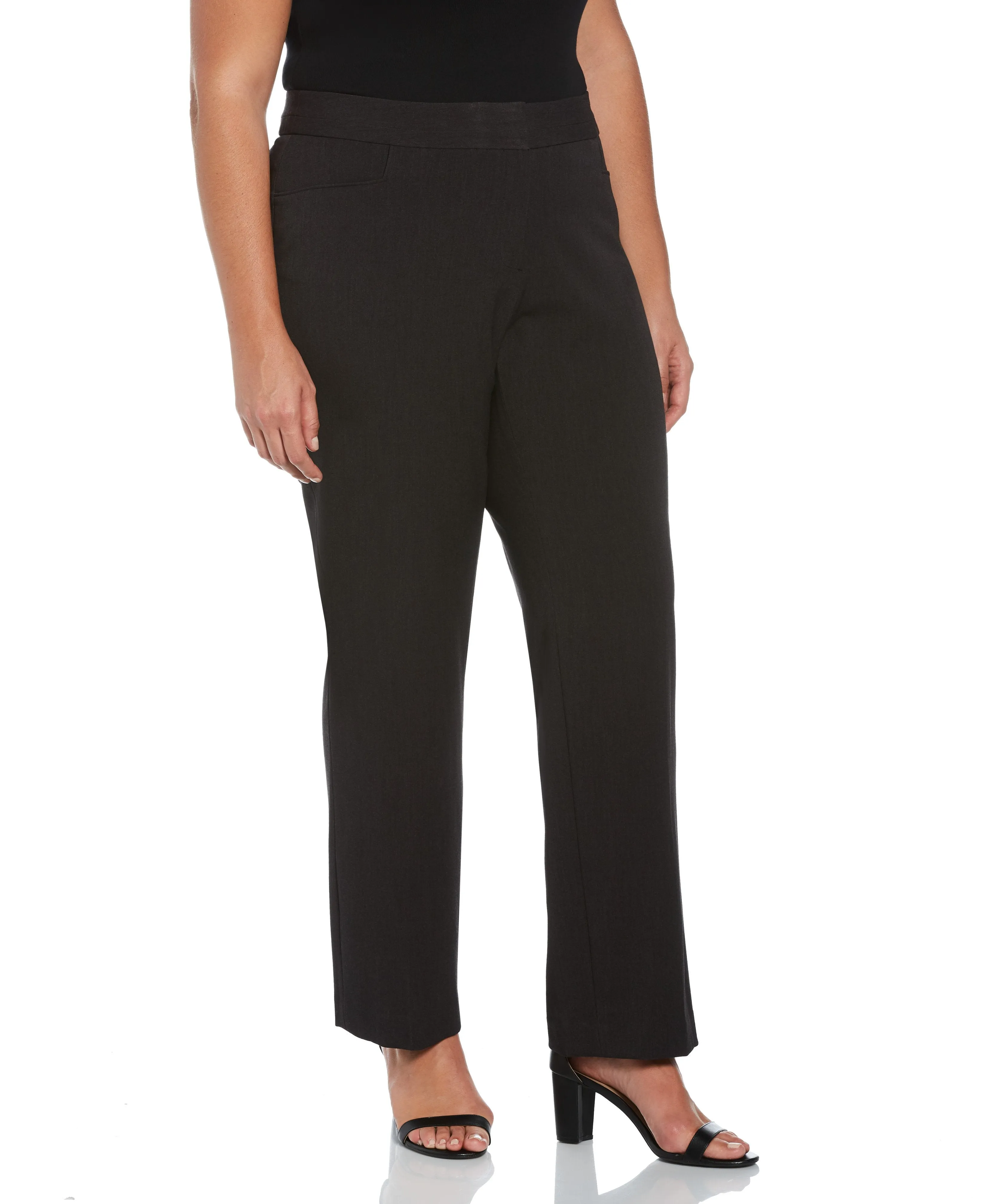 Plus Size Gabardine Straight Leg Pant - Curvy Fit Compression Support Lining