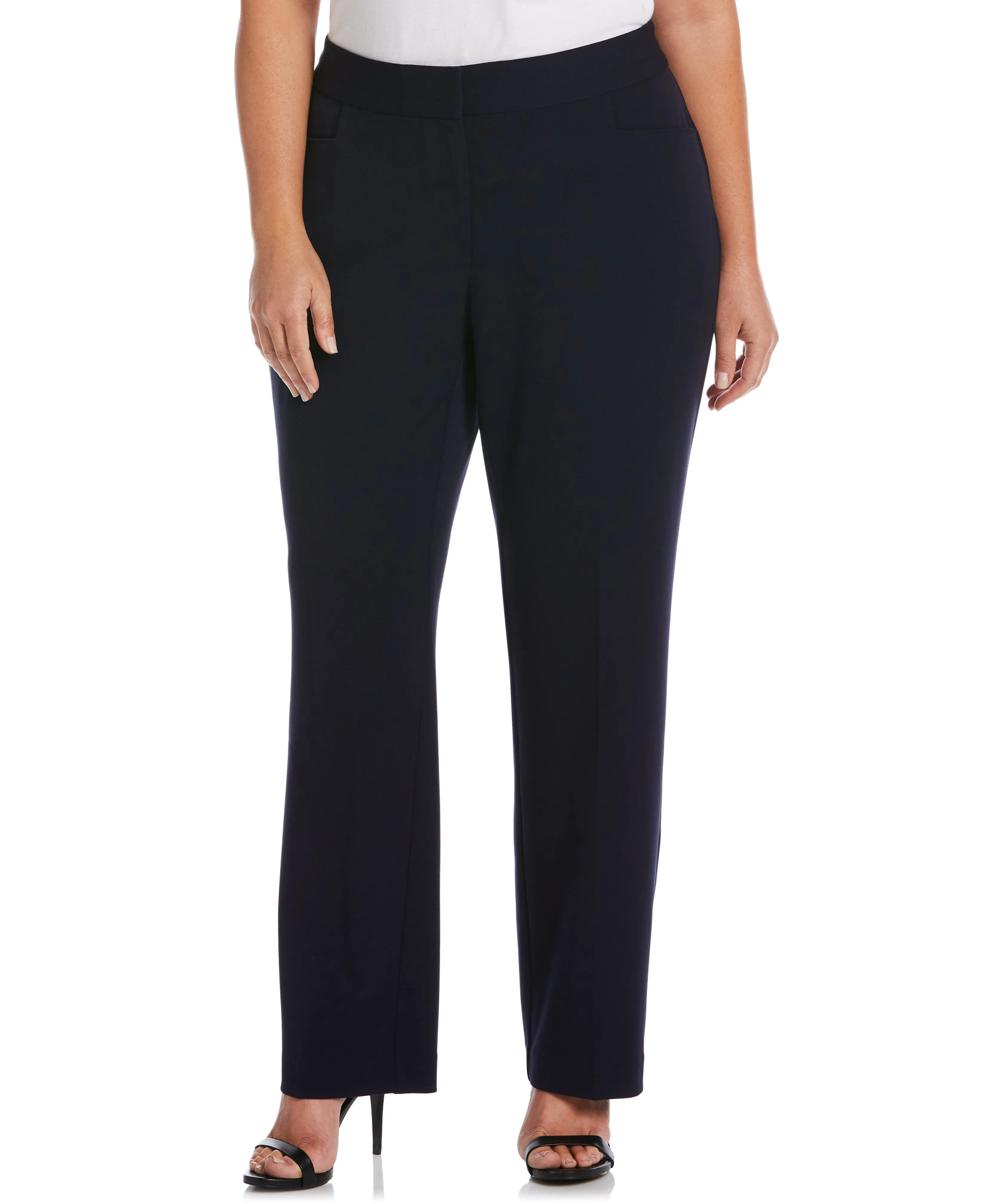 Plus Size Gabardine Straight Leg Pant - Curvy Fit Gripper Waistband