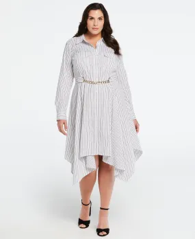Fine Details Plus Size Handkerchief Dress with Chain Belt