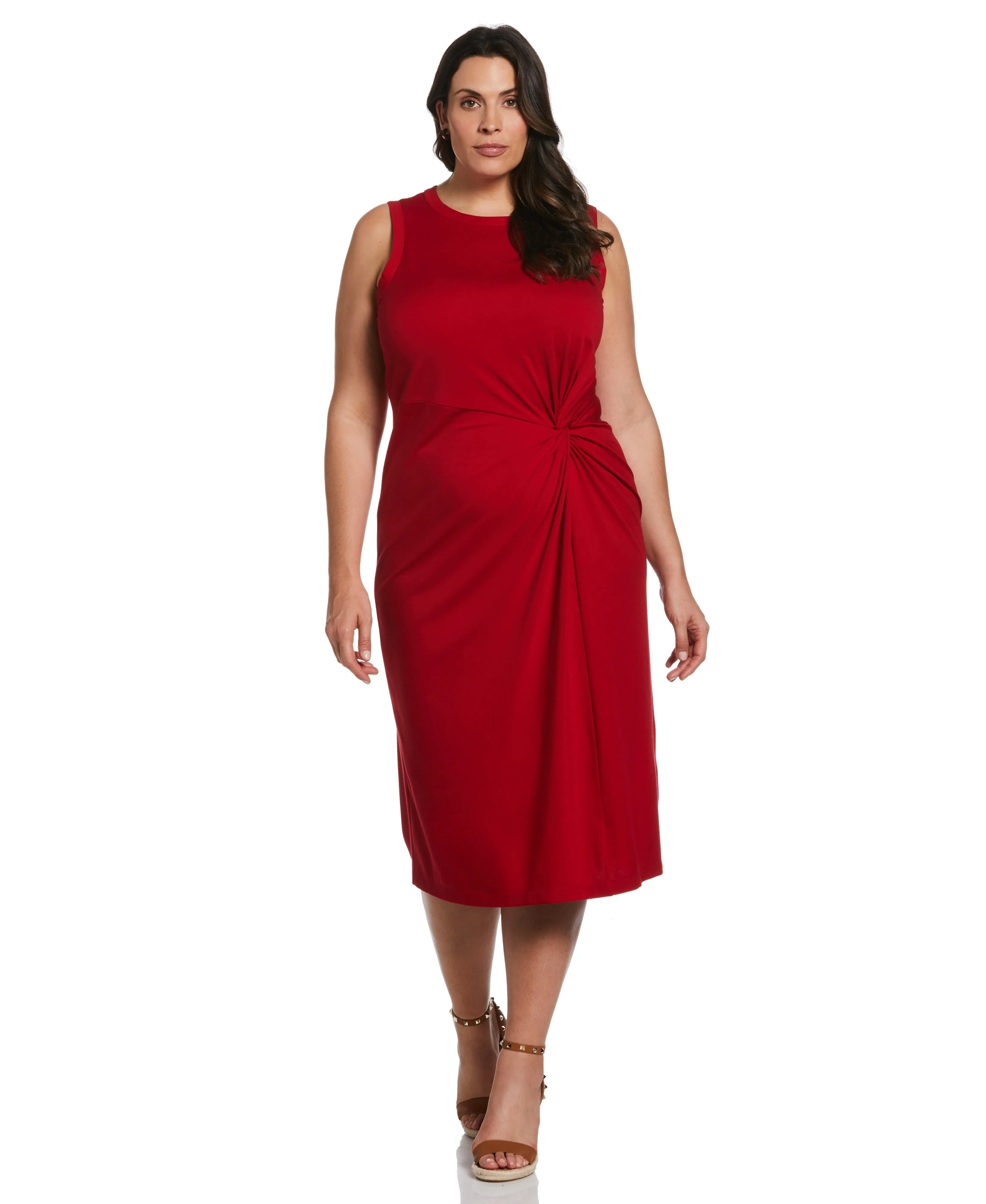 Plus Size Ponte Knit Twist Front Midi Dress All Occasion Work-Ready Look