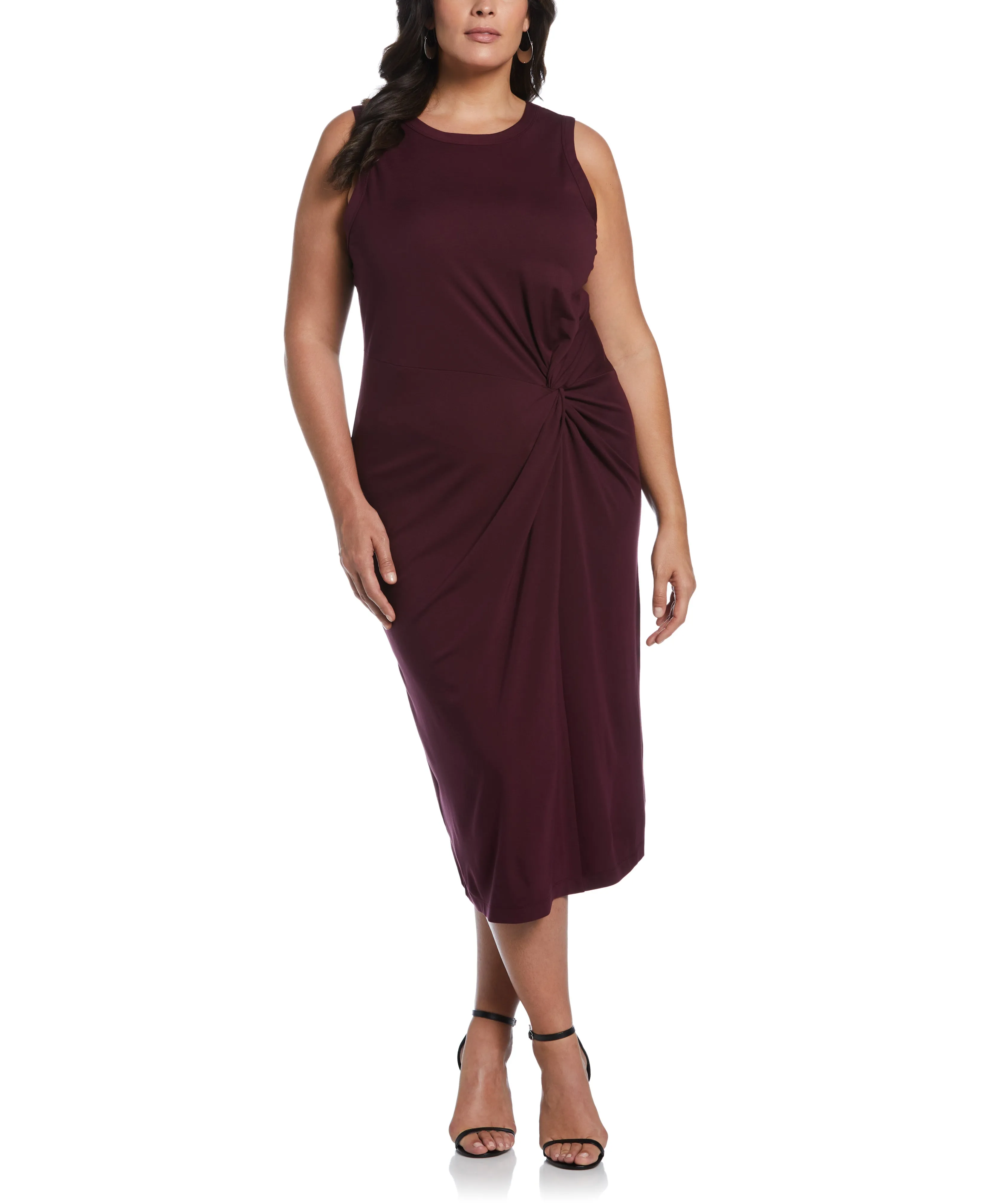 Plus Size Ponte Knit Twist Front Midi Dress sweet moment