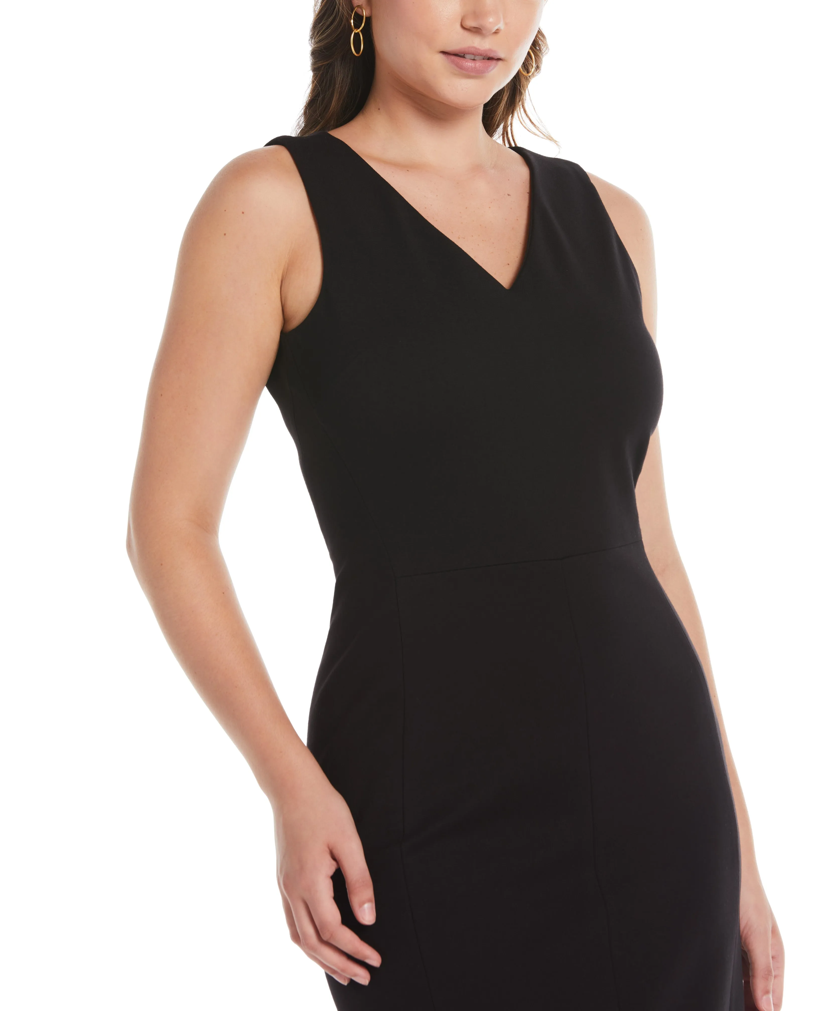 Lightweight Feel Plus Size Ponte V-Neck Shift Dress