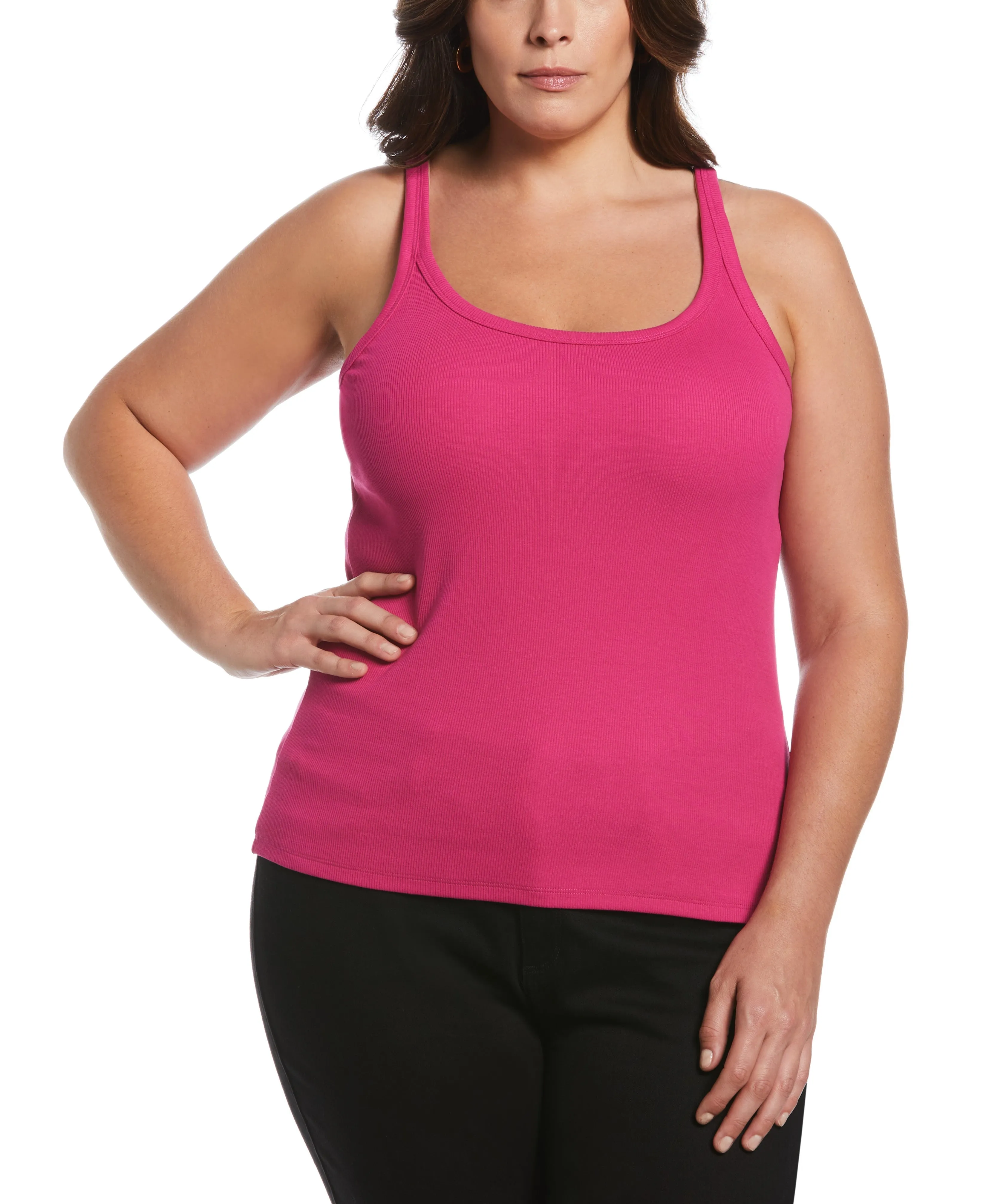 Flexible Material Multi Directional Mobility Plus Size Ribbed Tank Top