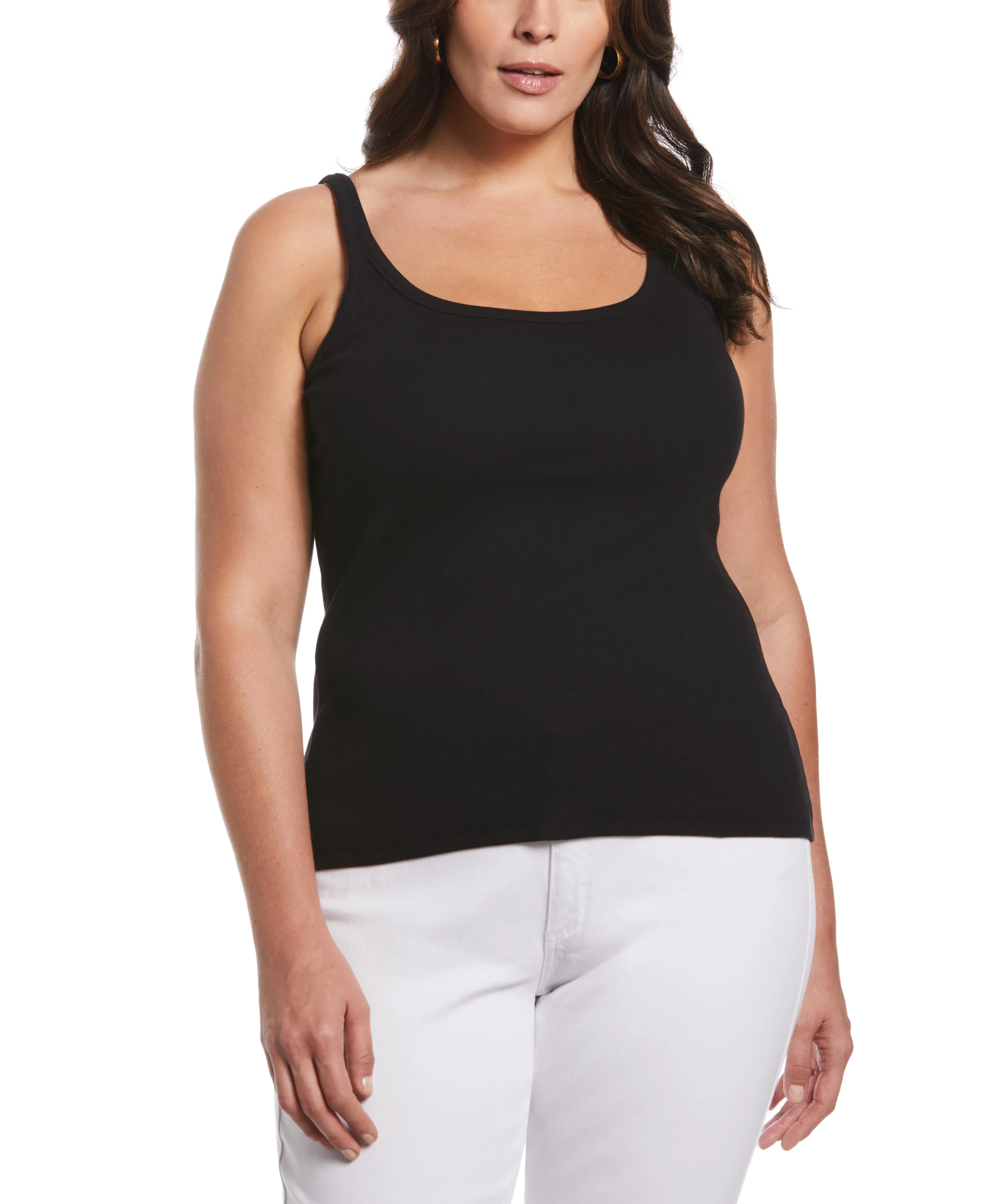 Plus Size Ribbed Tank Top Hybrid Fabric Blend