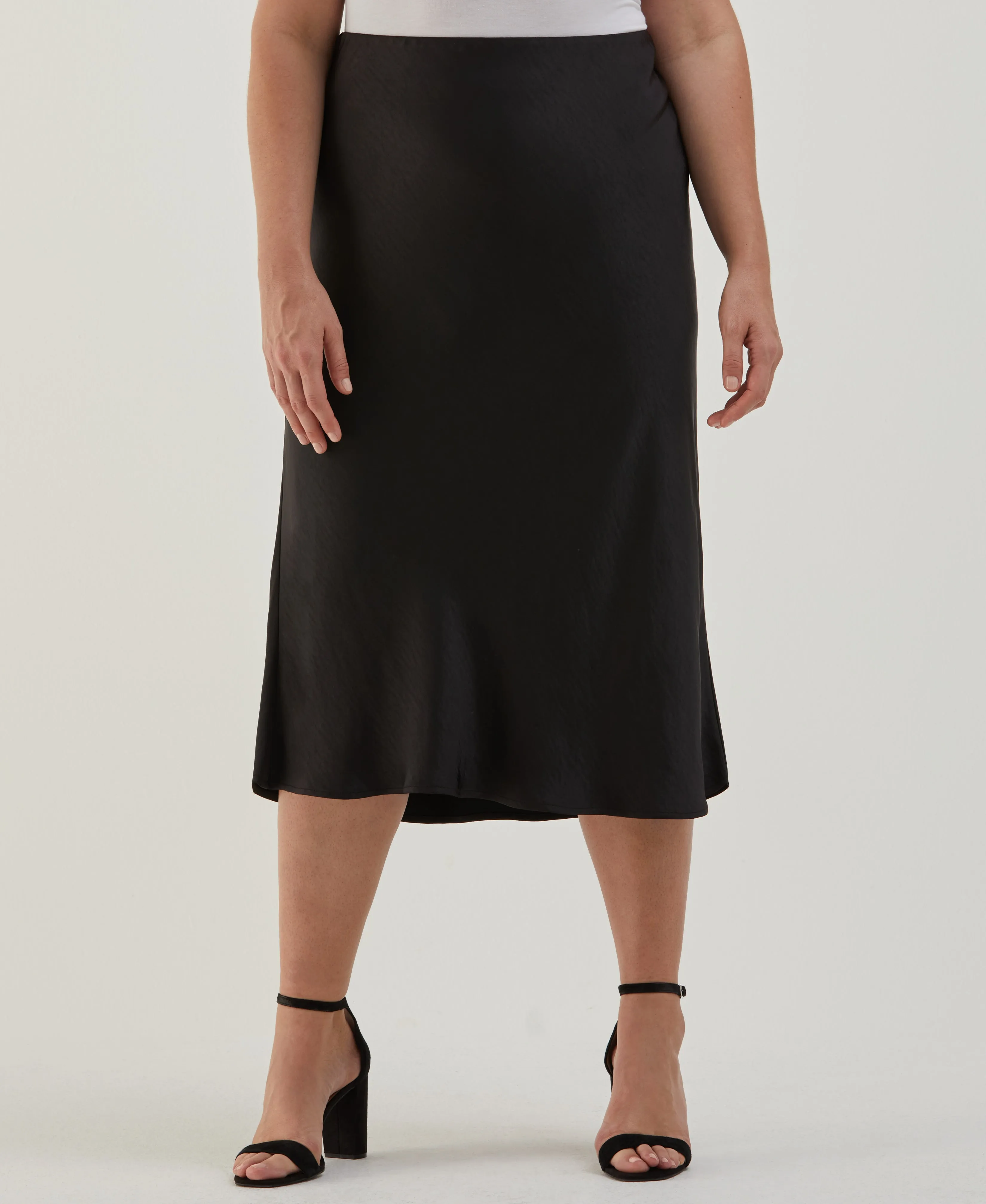 Plus Size Shine Midi Bias Skirt LightweightFabric