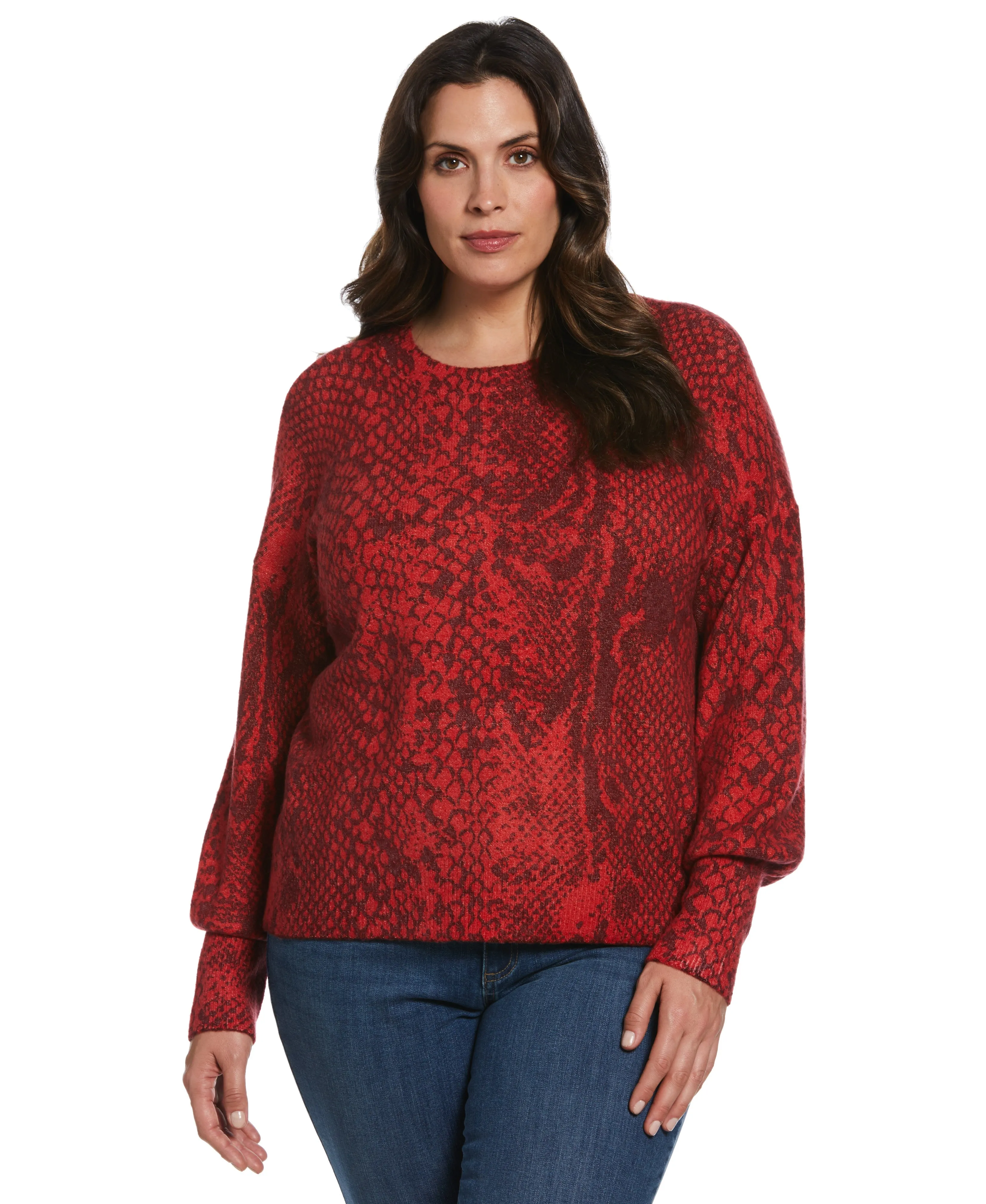 Thermal regulation Eco Conscious Manufacturing Plus Size Slouchy Printed Sweater