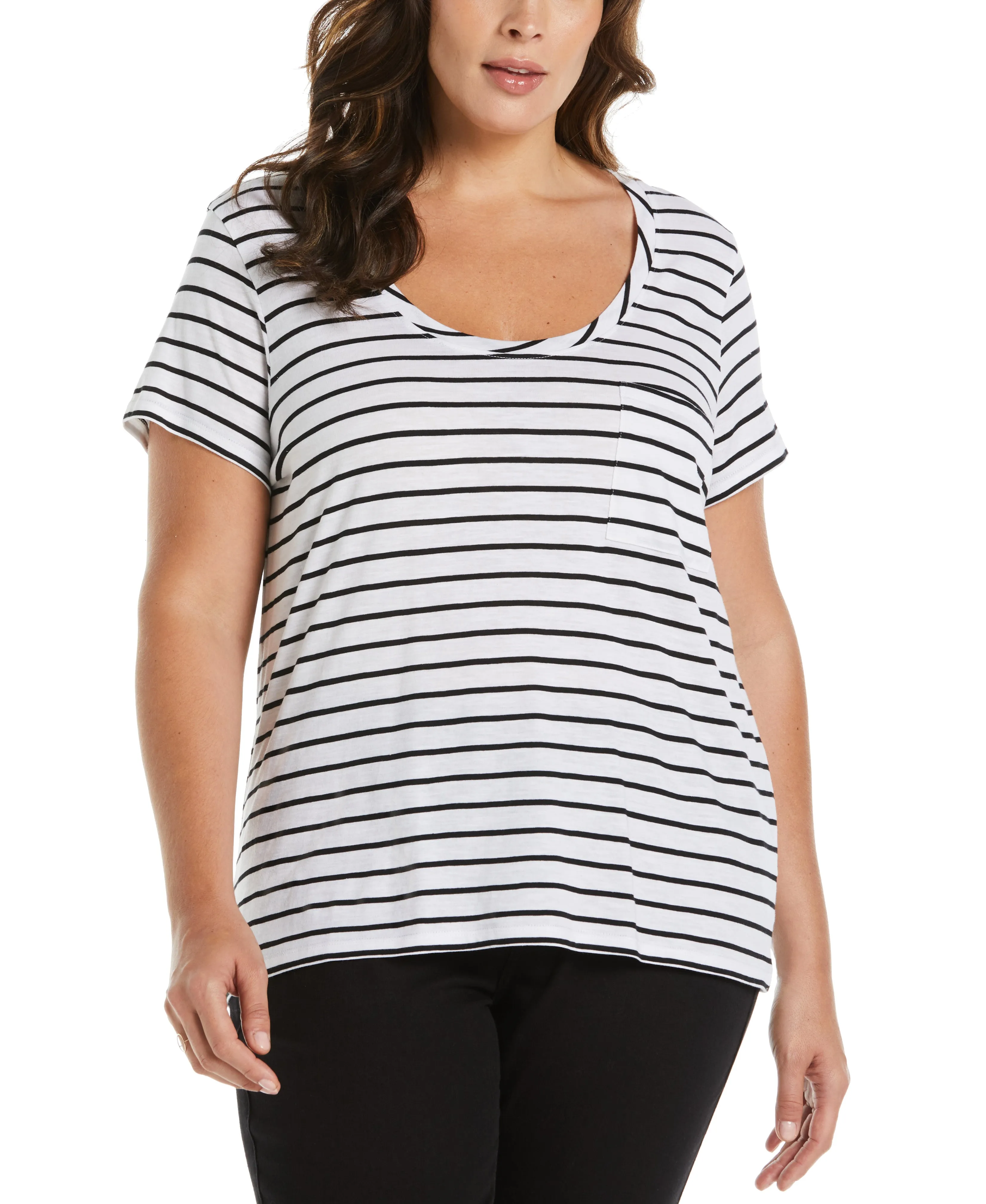MoistureWickingTechnology Plus Size Stripe Slub Tee