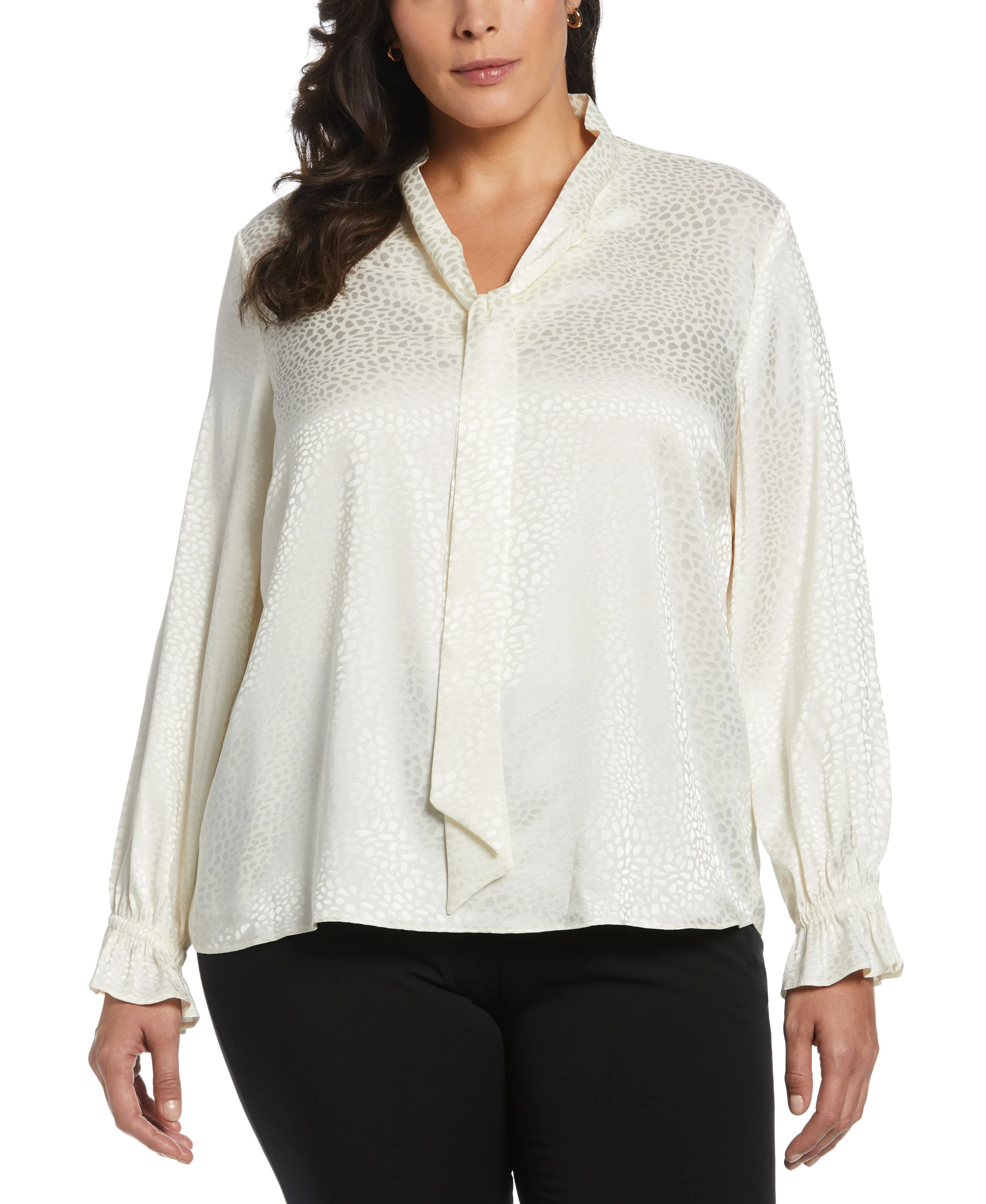 Plus Size Tie Front Blouse MultiFunctional Pocket Placement