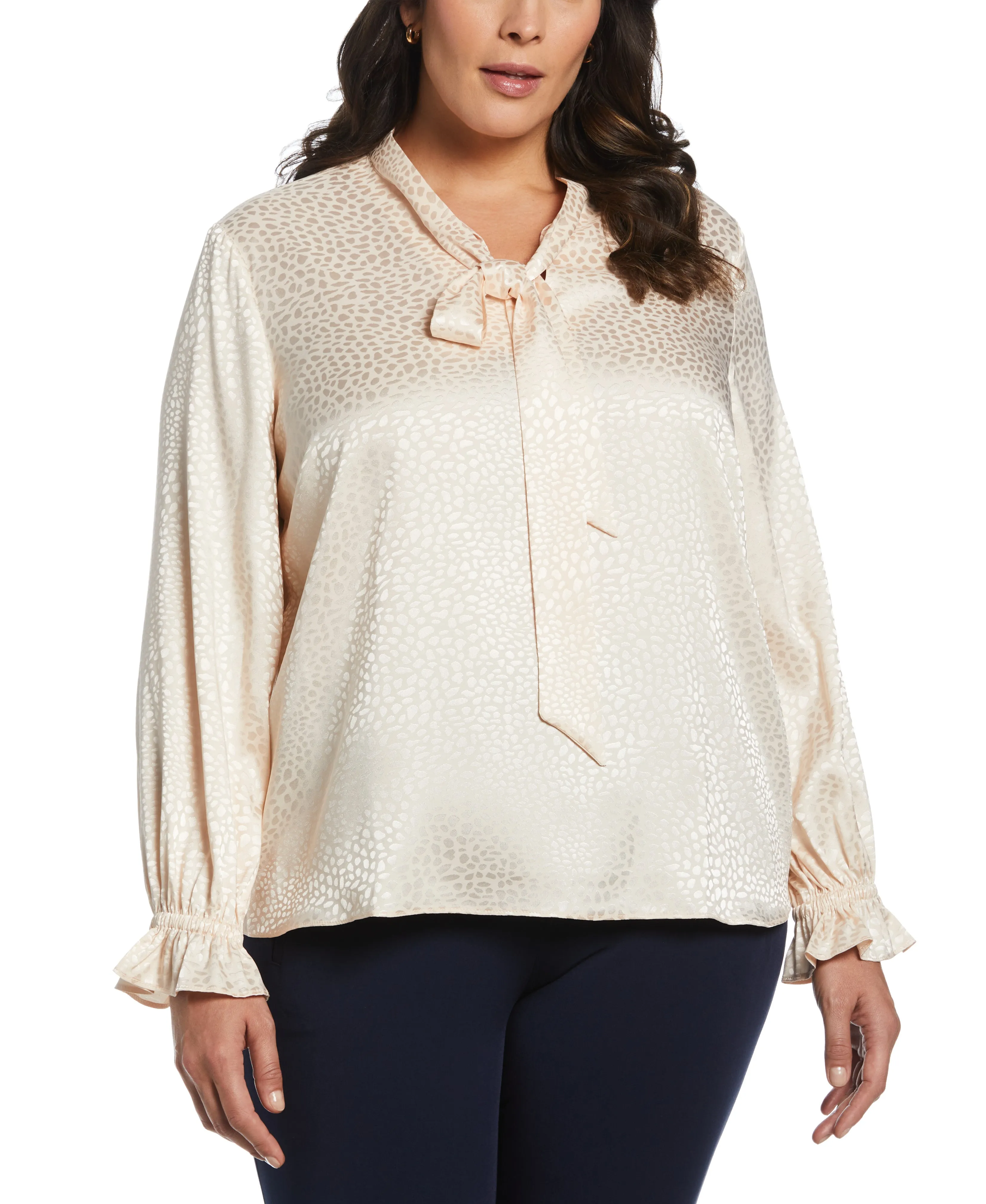 Zero Waste Cut Pattern MidweightKnit Plus Size Tie Front Blouse