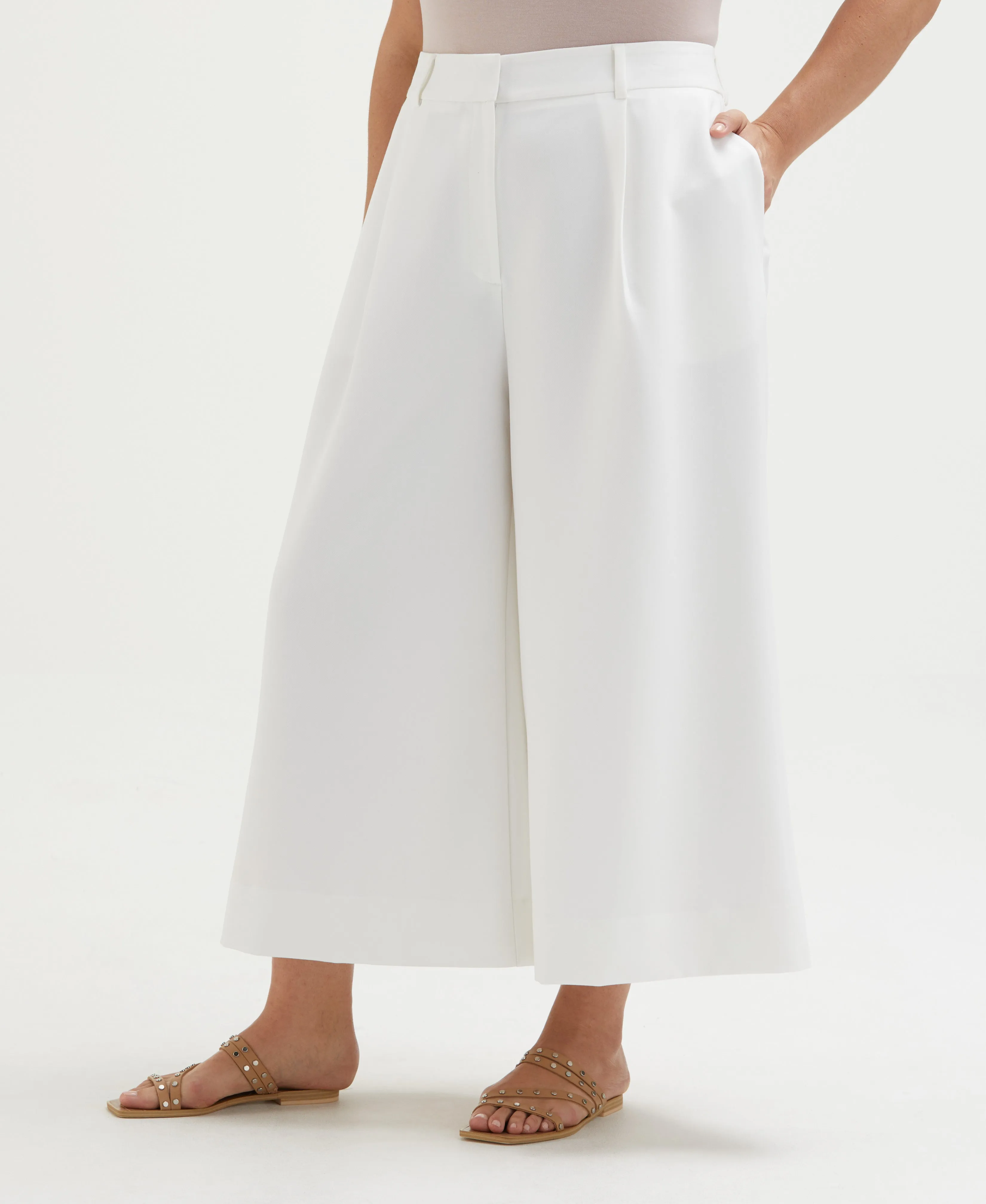 Side Pockets Plus Size Wide Culotte Pant