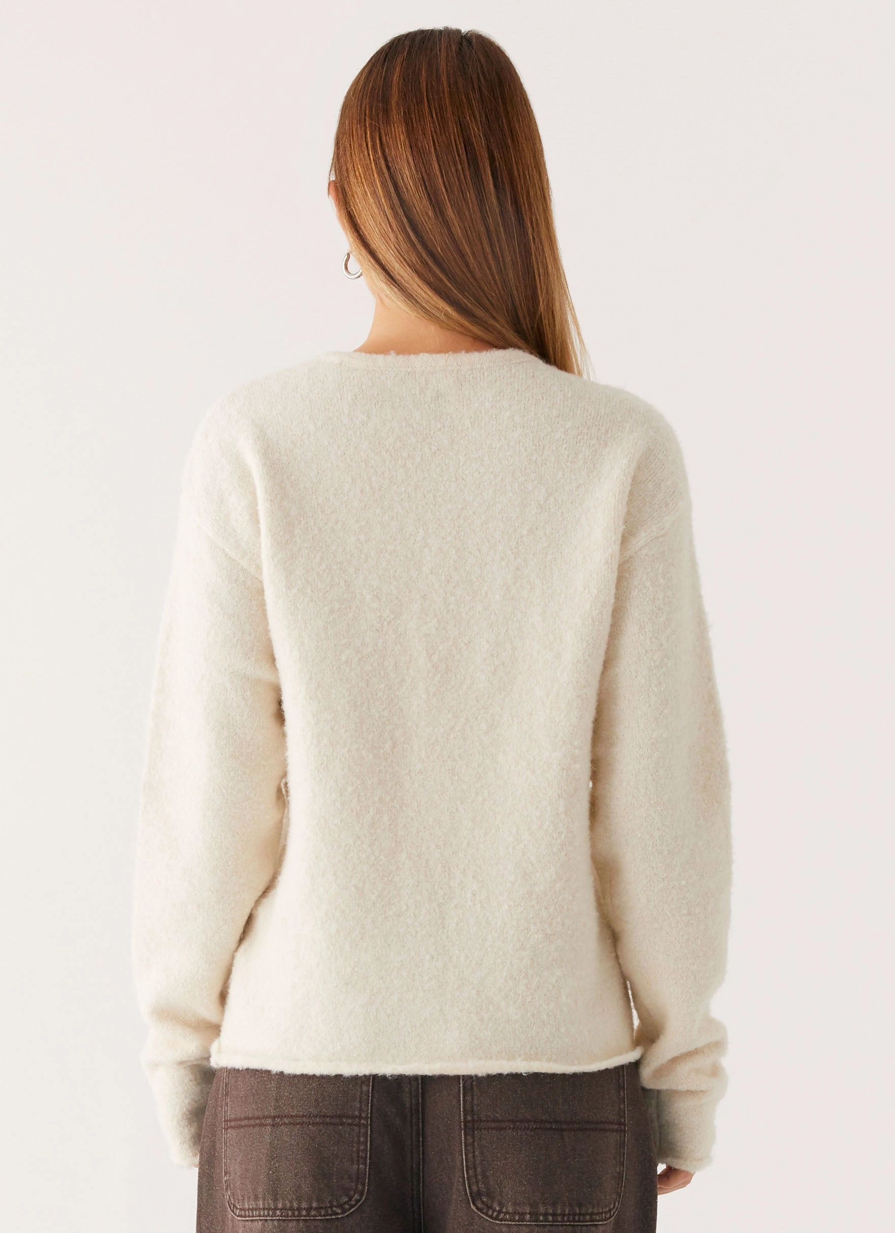 Vera Knit Cardigan - Ivory Pocket Details Comfort Fit