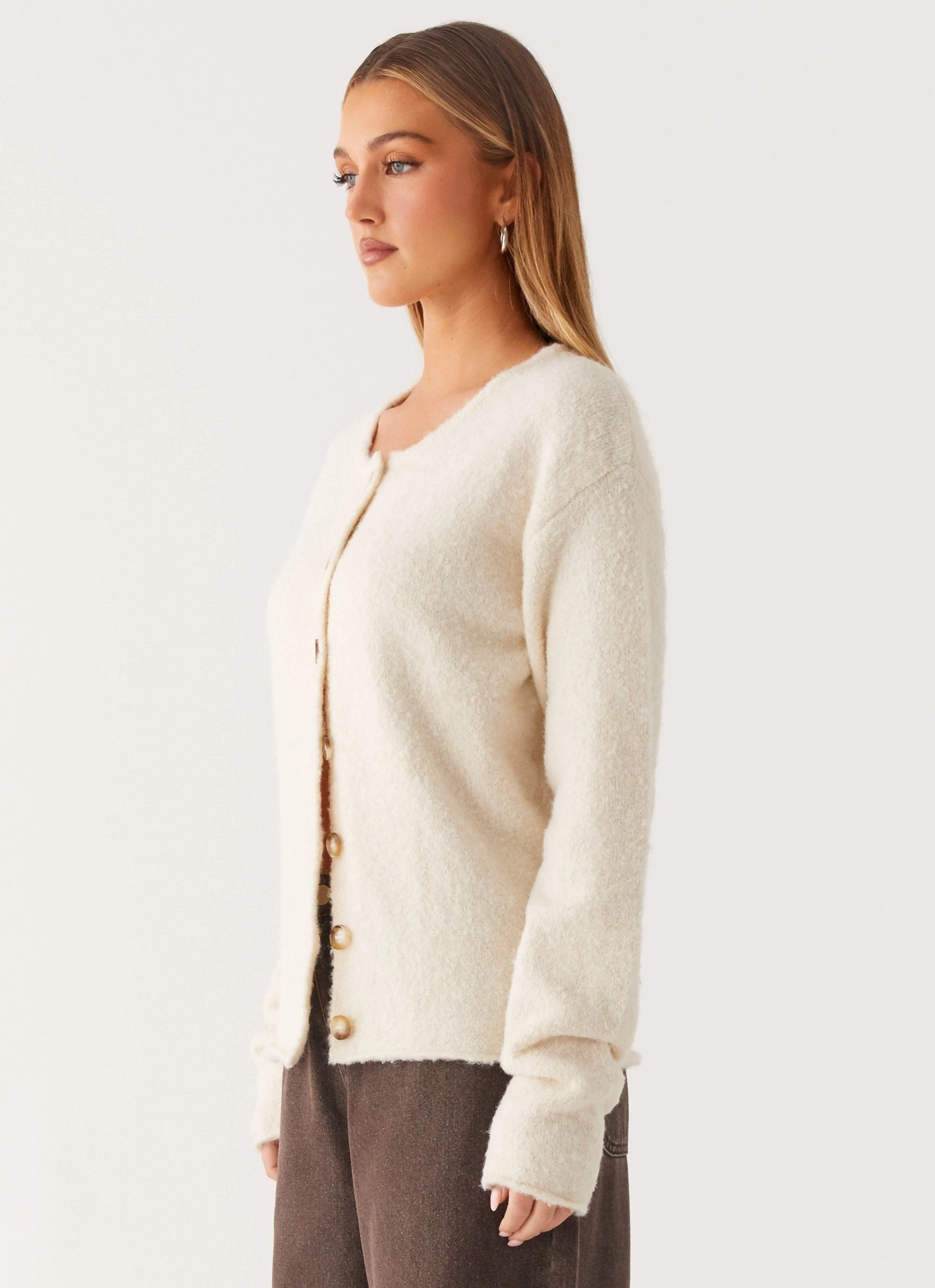 mesh ventilation Vera Knit Cardigan - Ivory
