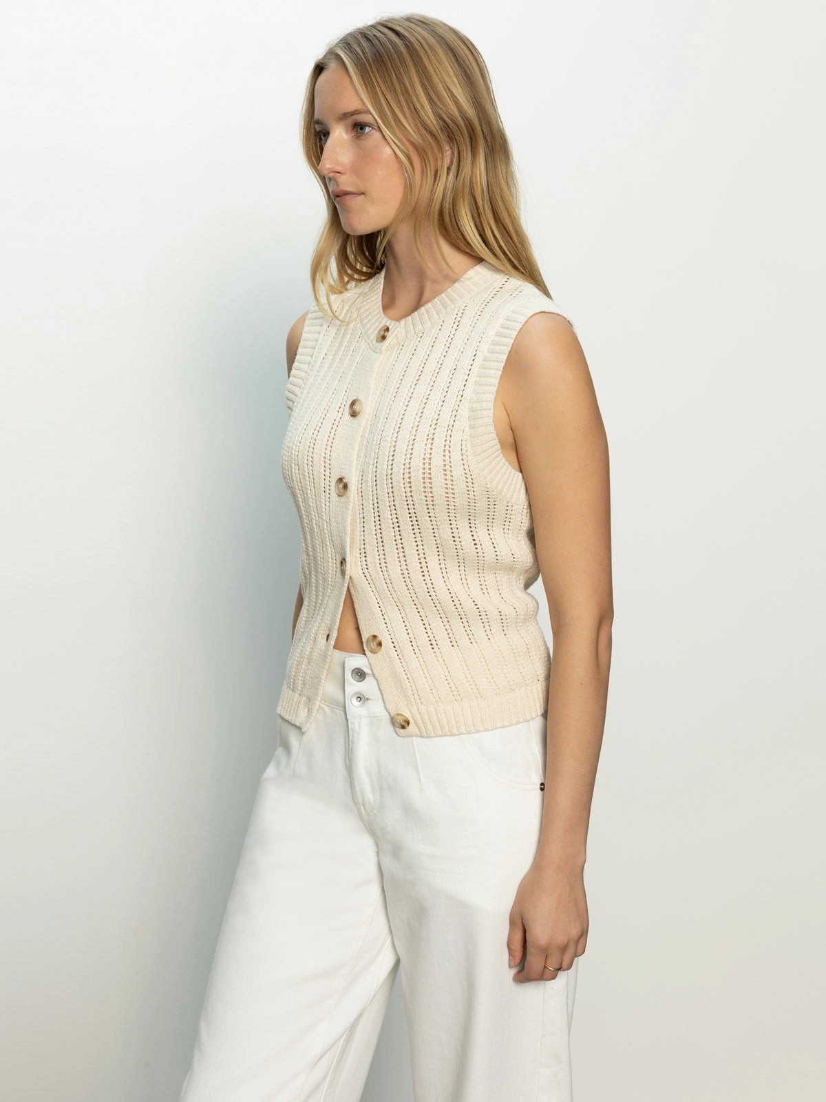 Pointelle Shell Sweater Eco Natural Breathable Microfiber