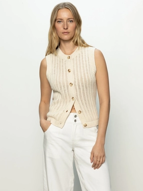 Pointelle Shell Sweater Eco Natural StretchFabric Biodegradable Fiber Blend