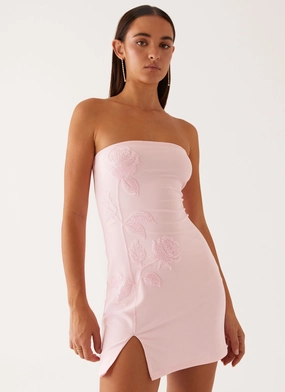 Enora Beaded Mini Dress - Baby Pink Eco Friendly Dye Breathable Material