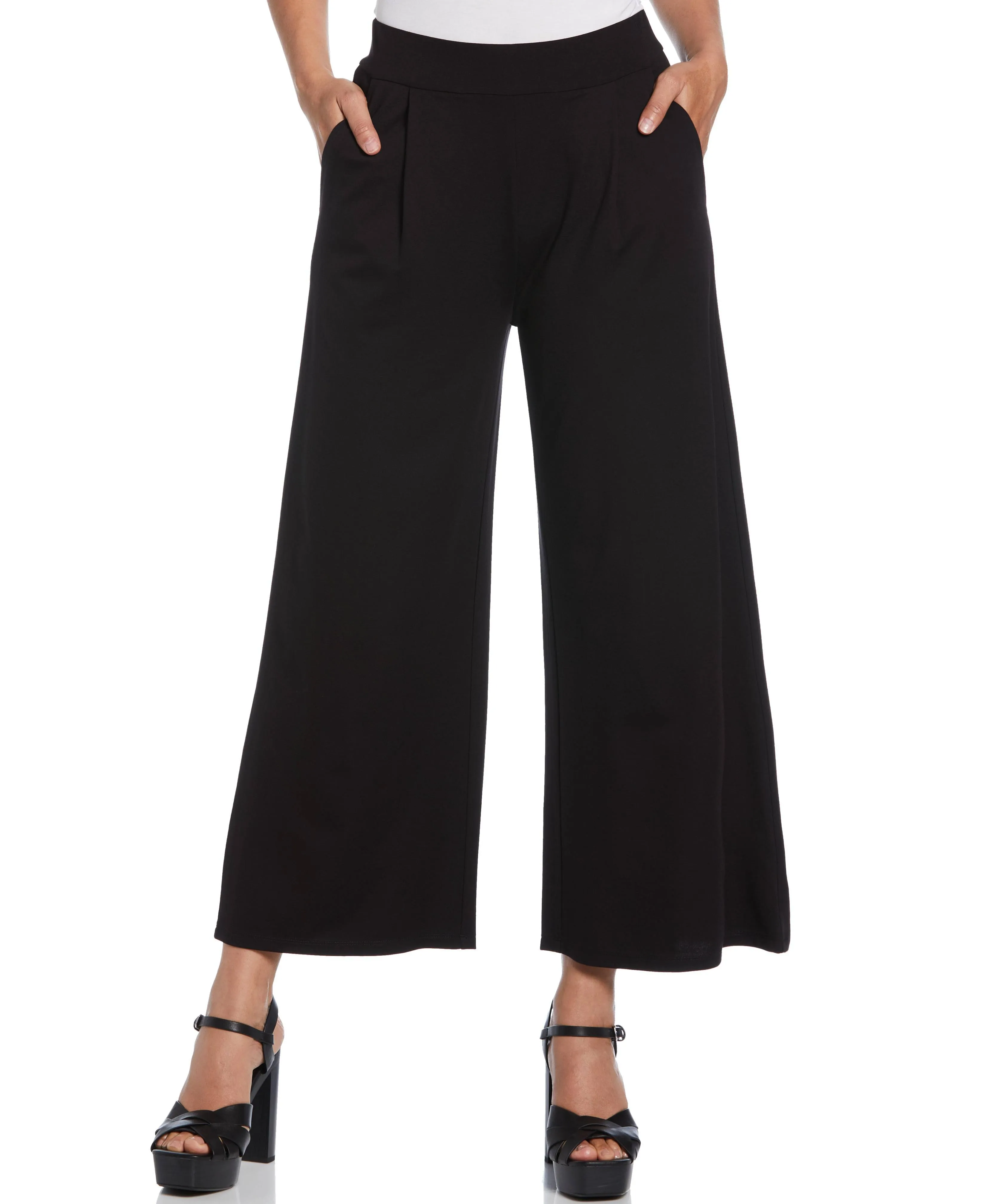 ThermalInsulation ReinforcedBeltLoops Ponte Knit Pull-On Crop Pant