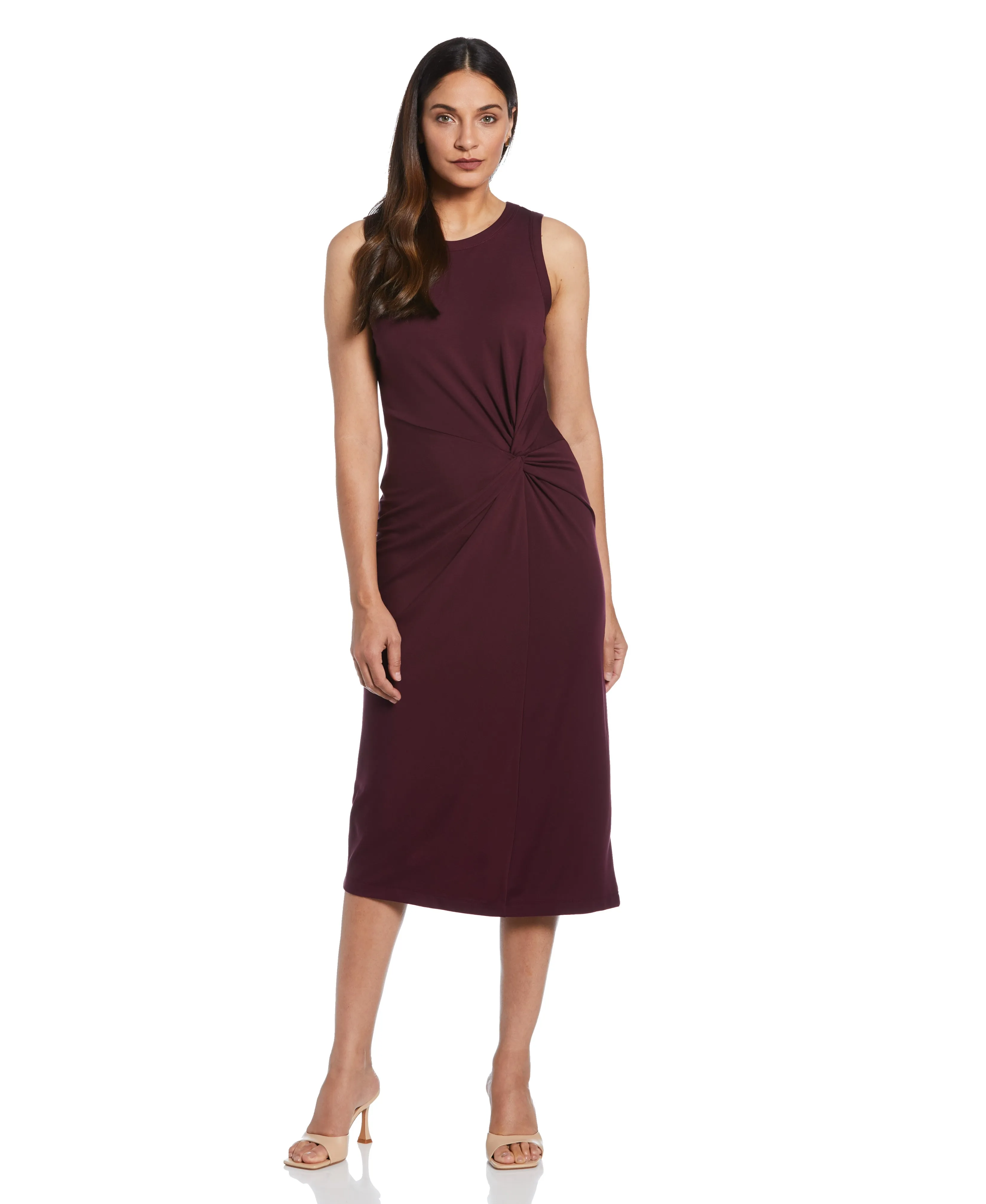 Ponte Knit Twist Front Midi Dress Urban Light Cool Comfort