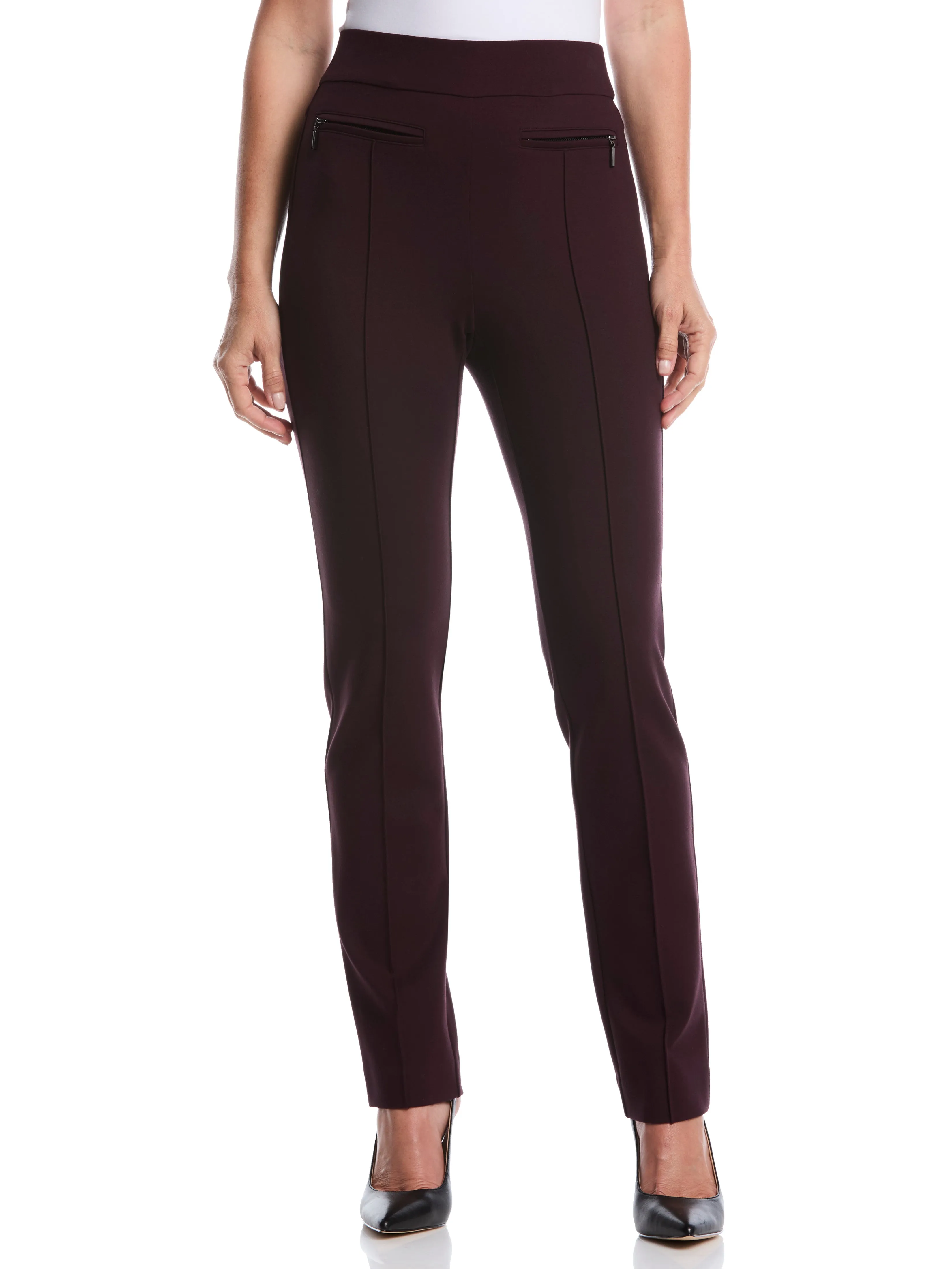 Versatile Waist Temperature Regulating Fabric Ponte Slim Leg Pant - Comfort Fit