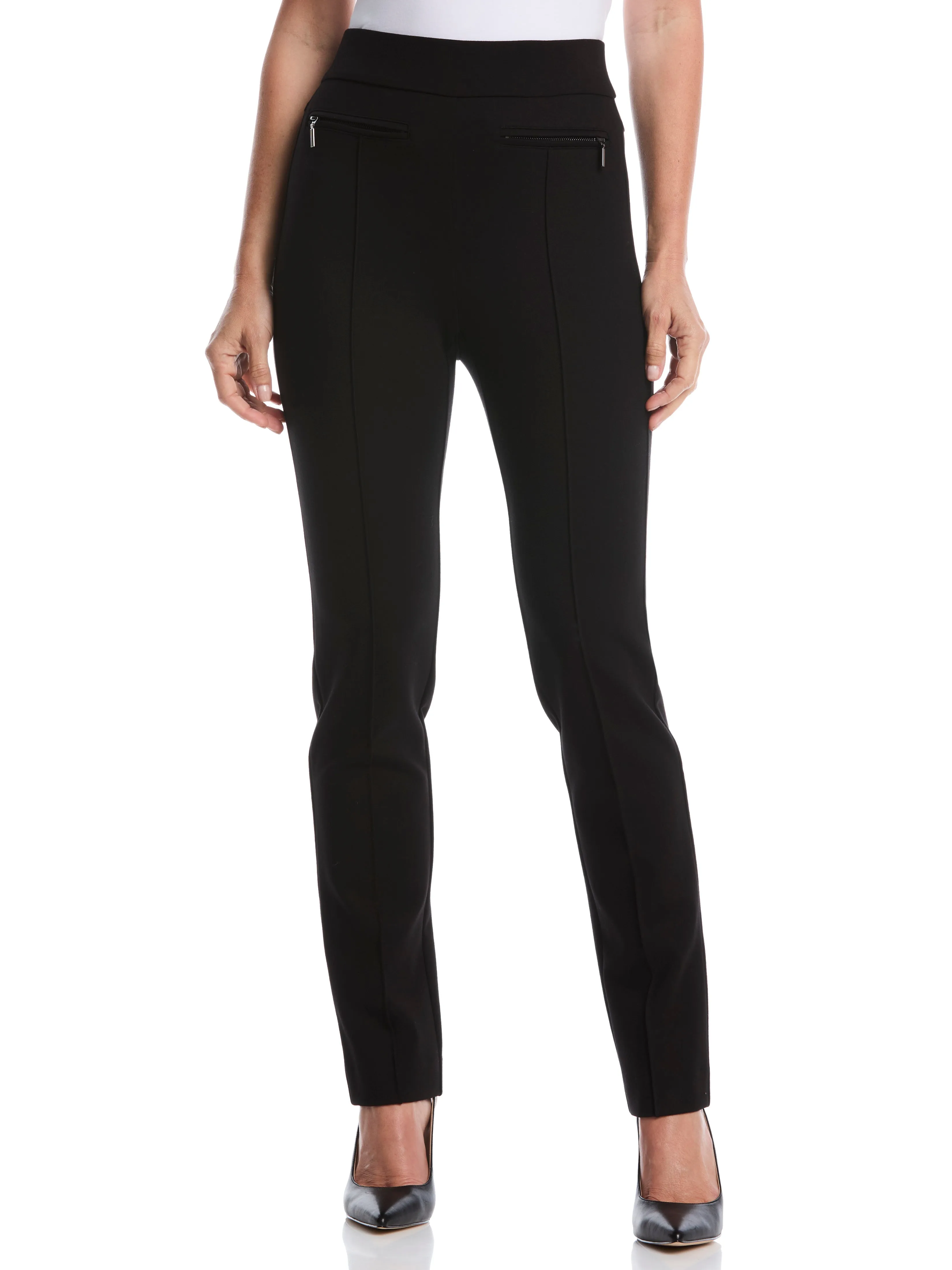 Versatile Waist GussetedCrotch Ponte Slim Leg Pant - Comfort Fit