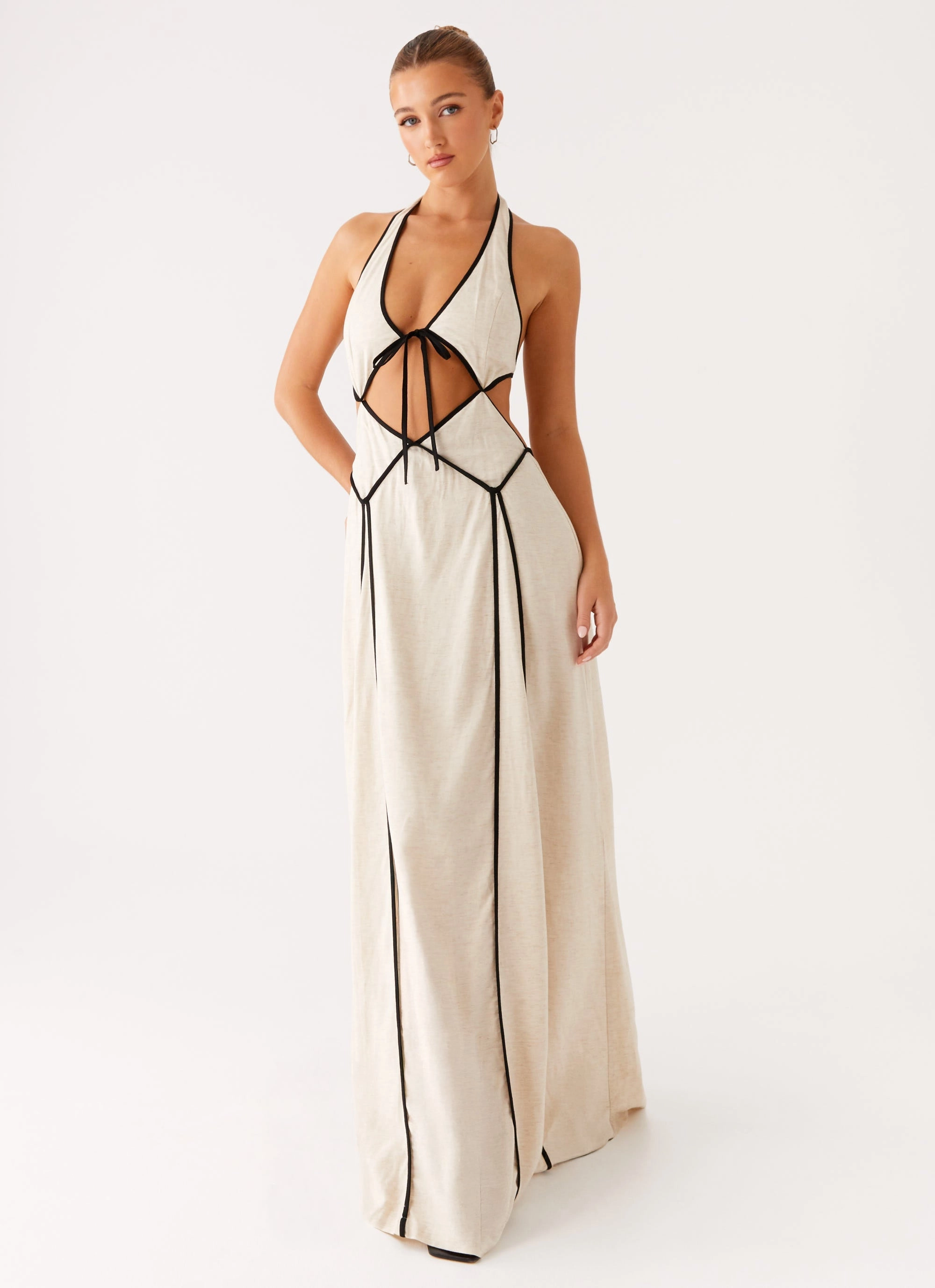 Modern Soft Sleek and Flattering Sonnet Maxi Dress - Oatmeal
